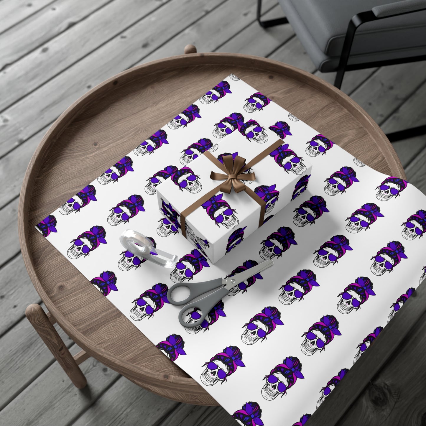 Feral Skull Gift Wrap Paper, Halloween Wrapping Paper, Unique Party Supplies, Dark Themed Gifts, Gothic Birthday Wrap