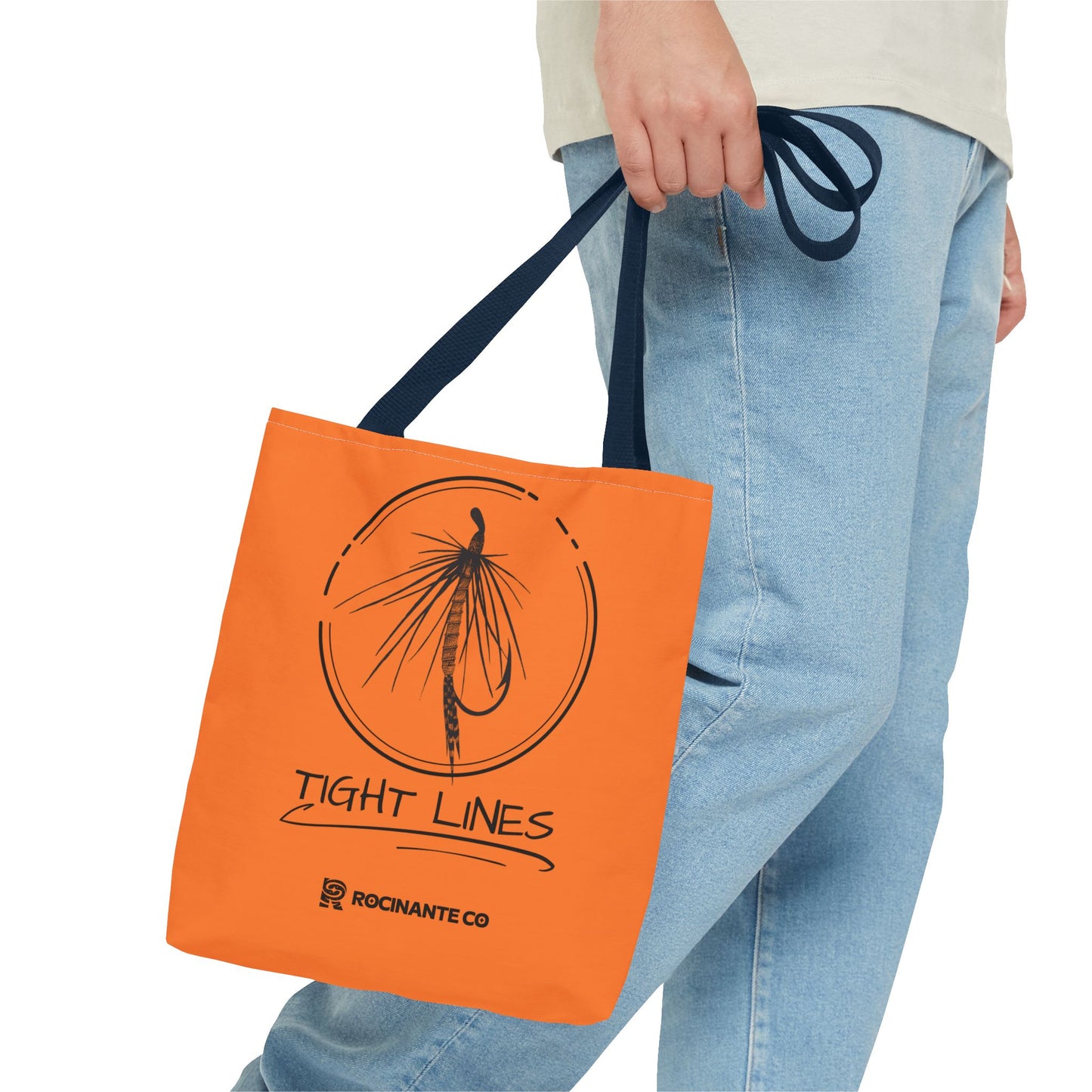 Tight Lines Tote Bag Orange, Durable Canvas Fishing, Beach, Market, Lightweight Reusable Grocery Bag, Outdoor Adventure Gift