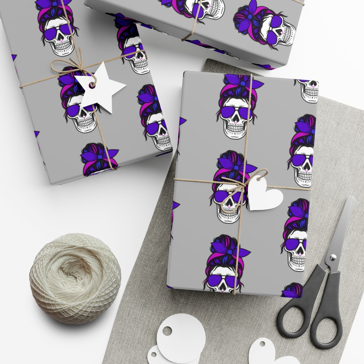 Feral Skull Gift Wrap Paper, Halloween Wrapping Paper, Unique Party Supplies, Dark Themed Gifts, Gothic Birthday Wrap
