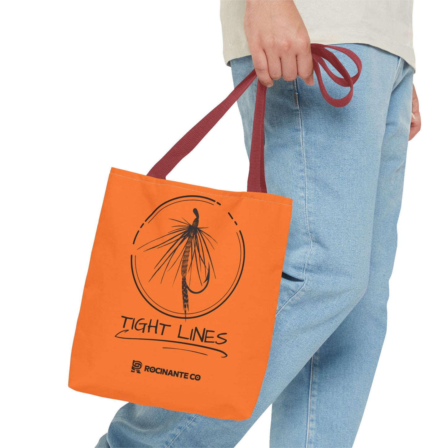Tight Lines Tote Bag Orange, Durable Canvas Fishing, Beach, Market, Lightweight Reusable Grocery Bag, Outdoor Adventure Gift