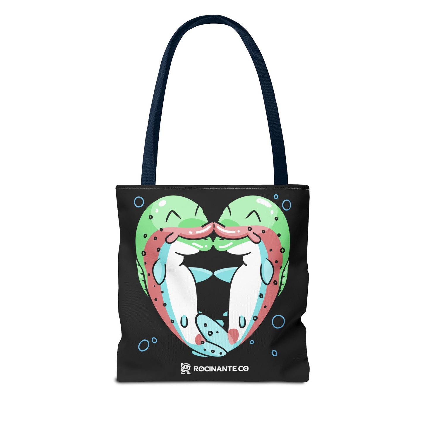 Trout Heart Tote Bag Black – Eco-Friendly Reusable Grocery Shopper, Stylish Canvas Bag for Fishing Lovers & Outdoor Adventures