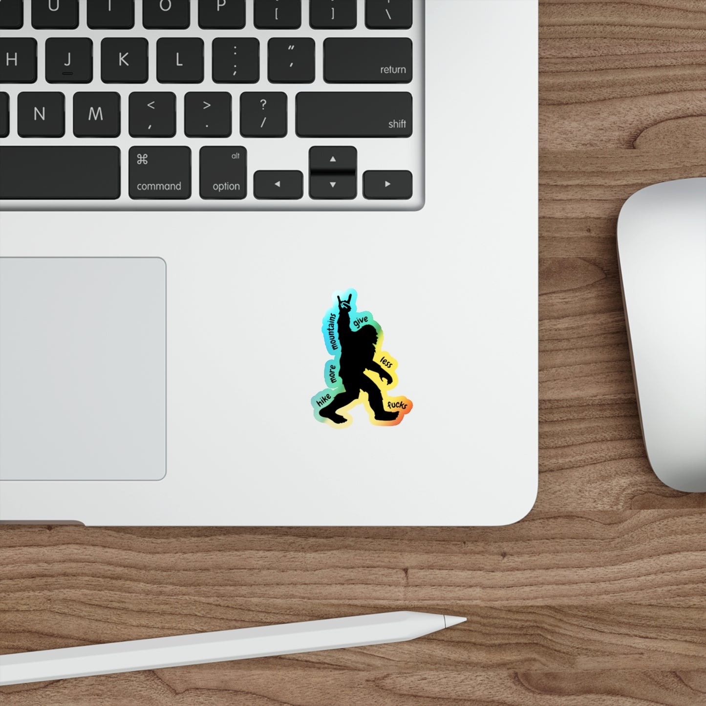 Hike More Mountains Vibrant Holographic Die-Cut Sticker | Hiking Lover Decals | Outdoor Adventure Stickers | Fun Colorful Vinyl Art