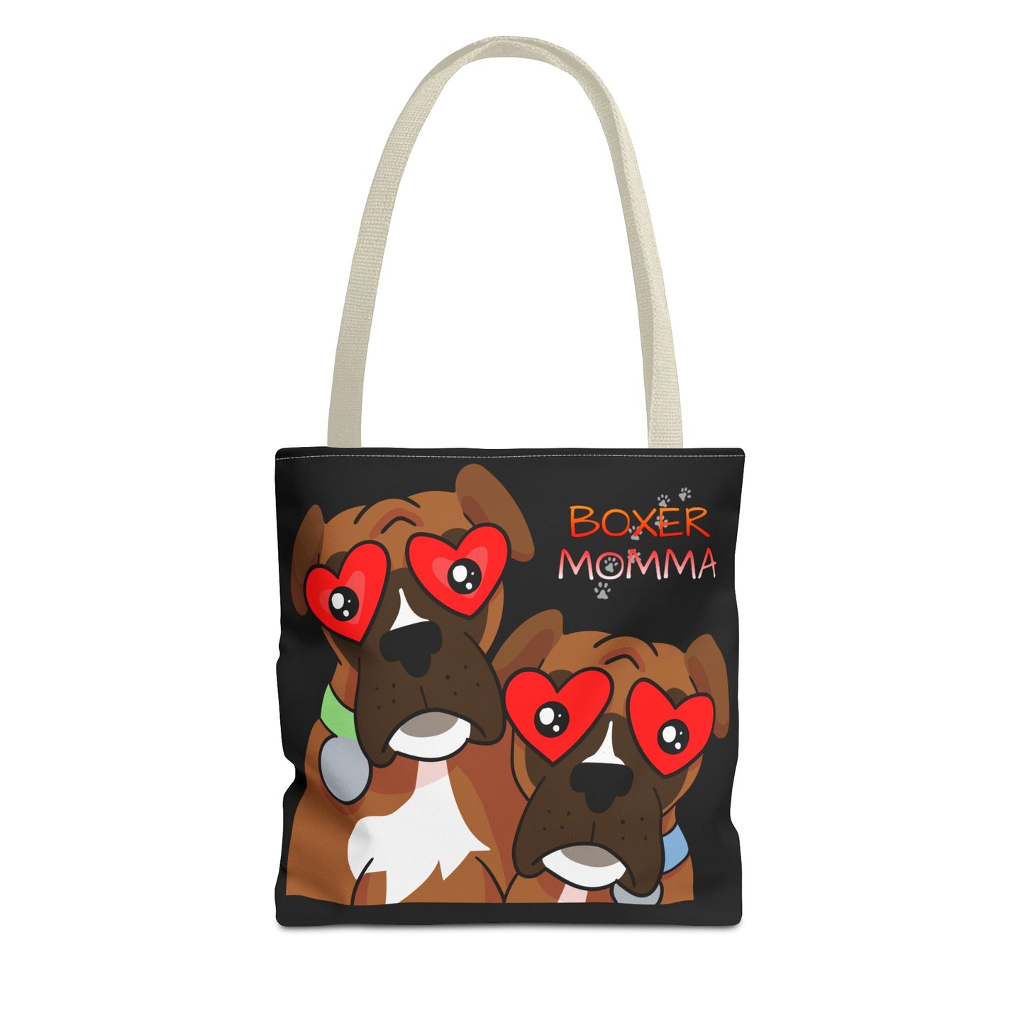 Boxer Momma Tote Bag Black - Durable Canvas Shoulder Bag for Dog Lovers, Spacious Everyday Carry, Pet Mom Gift
