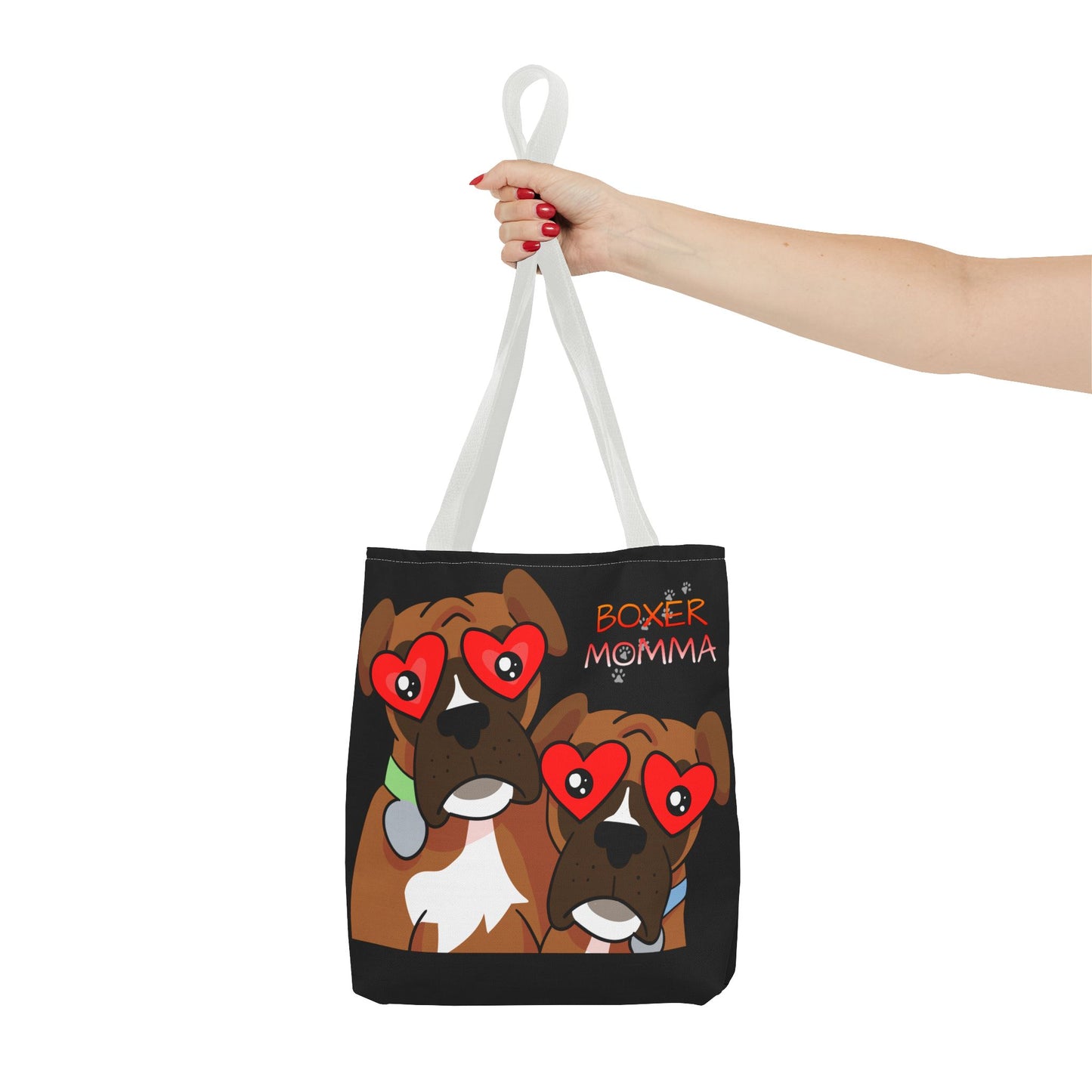 Boxer Momma Tote Bag Black - Durable Canvas Shoulder Bag for Dog Lovers, Spacious Everyday Carry, Pet Mom Gift