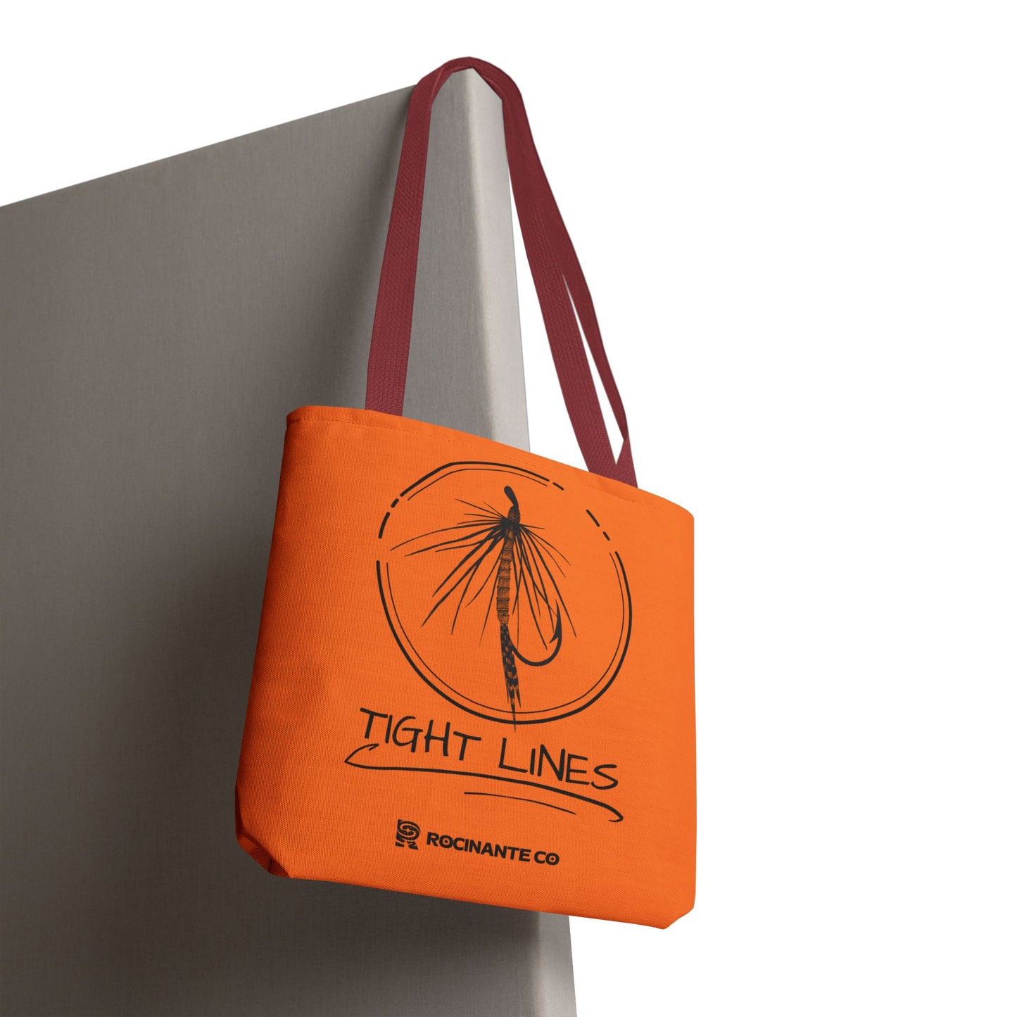 Tight Lines Tote Bag Orange, Durable Canvas Fishing, Beach, Market, Lightweight Reusable Grocery Bag, Outdoor Adventure Gift