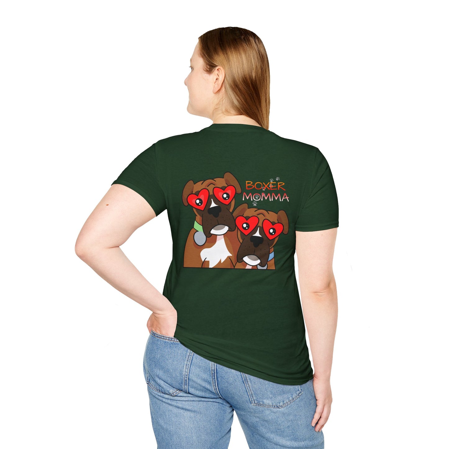 Unisex Boxer Momma T-Shirt - Softstyle Cotton Tee, Dog Lover Gift, Casual Fit, Pet Mom Shirt, Comfortable & Durable
