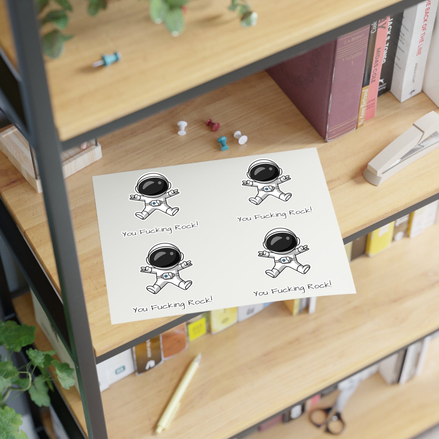 You Rock! Astronaut Motivation Sticker Sheets | Humor Stickers | Space-Themed Decor | Gifts & Party Favors