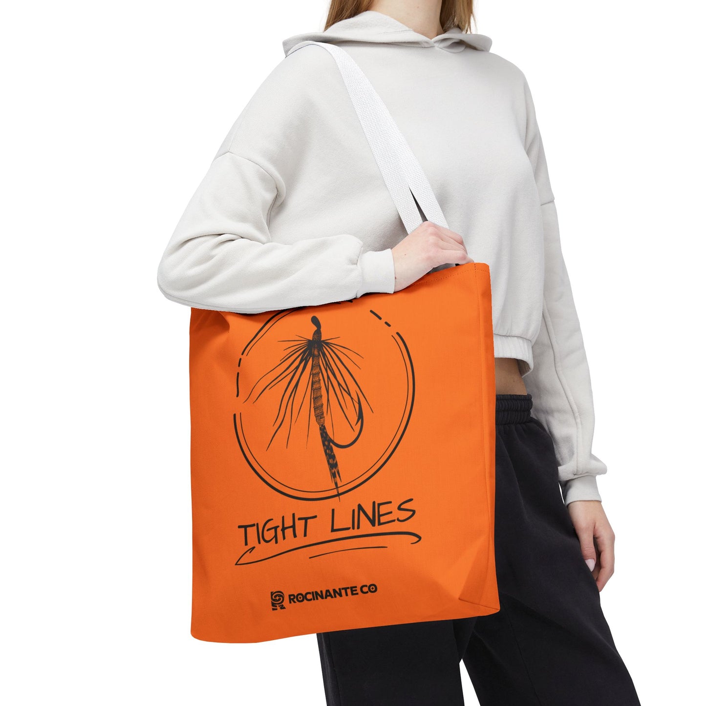 Tight Lines Tote Bag Orange, Durable Canvas Fishing, Beach, Market, Lightweight Reusable Grocery Bag, Outdoor Adventure Gift