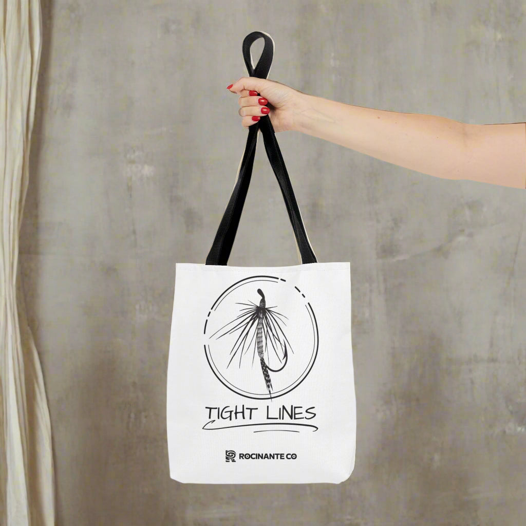 Tight Lines Tote Bag White | Durable Fishing Gift Bag with Stylish Print for Outdoor Enthusiasts & Everyday Use