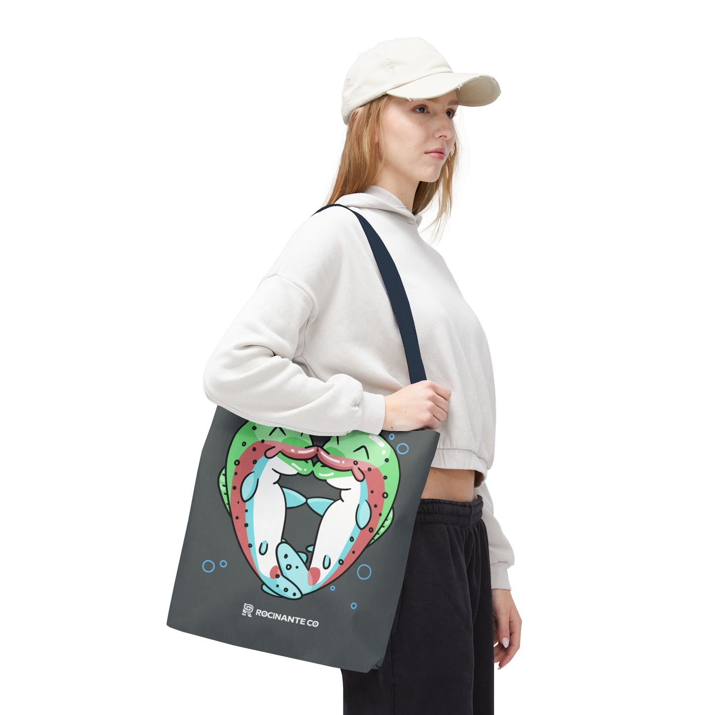 Trout Heart Tote Bag Grey - Eco-Friendly Reusable Shopper, Durable Canvas Carryall for Everyday Use & Gift Idea