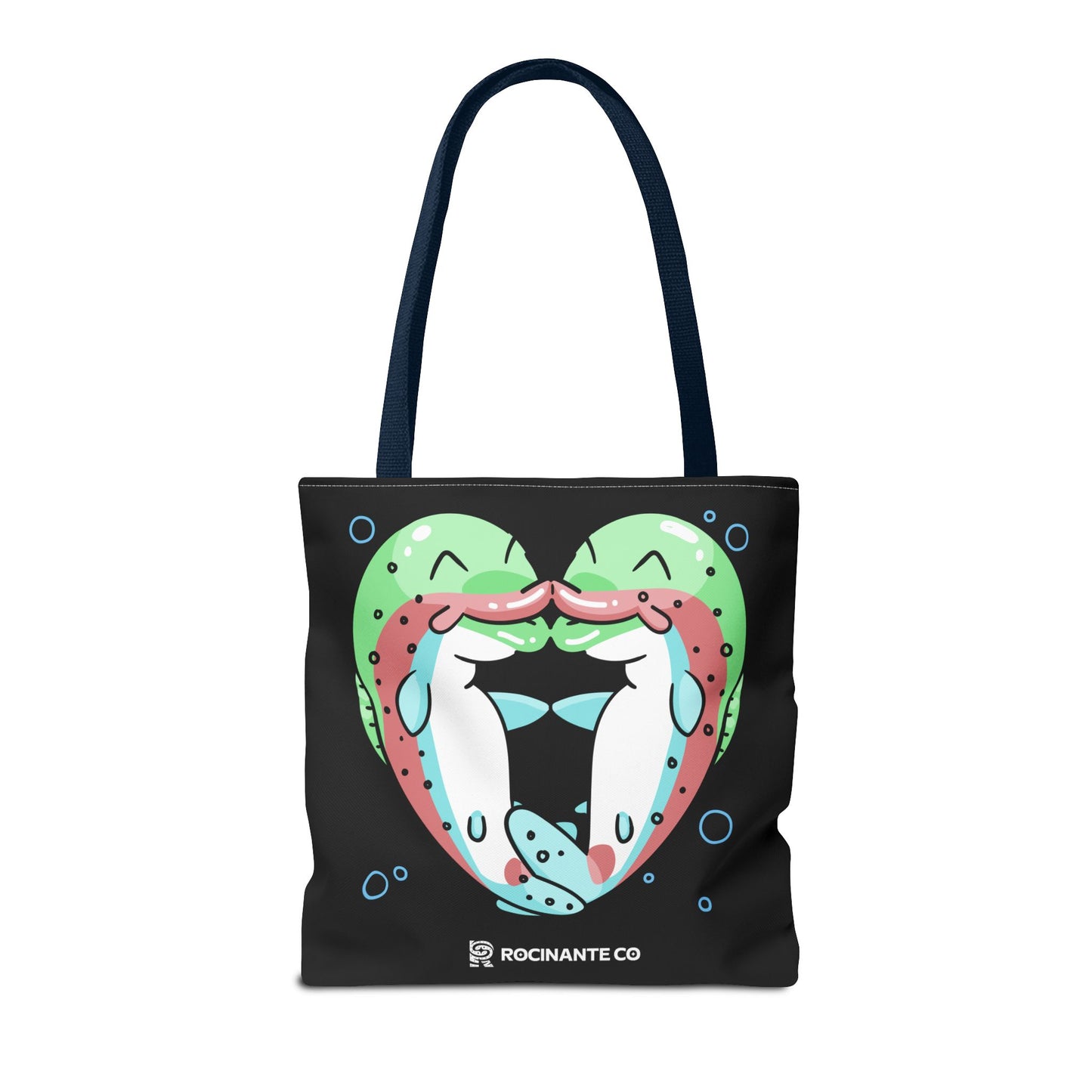 Trout Heart Tote Bag Black – Eco-Friendly Reusable Grocery Shopper, Stylish Canvas Bag for Fishing Lovers & Outdoor Adventures