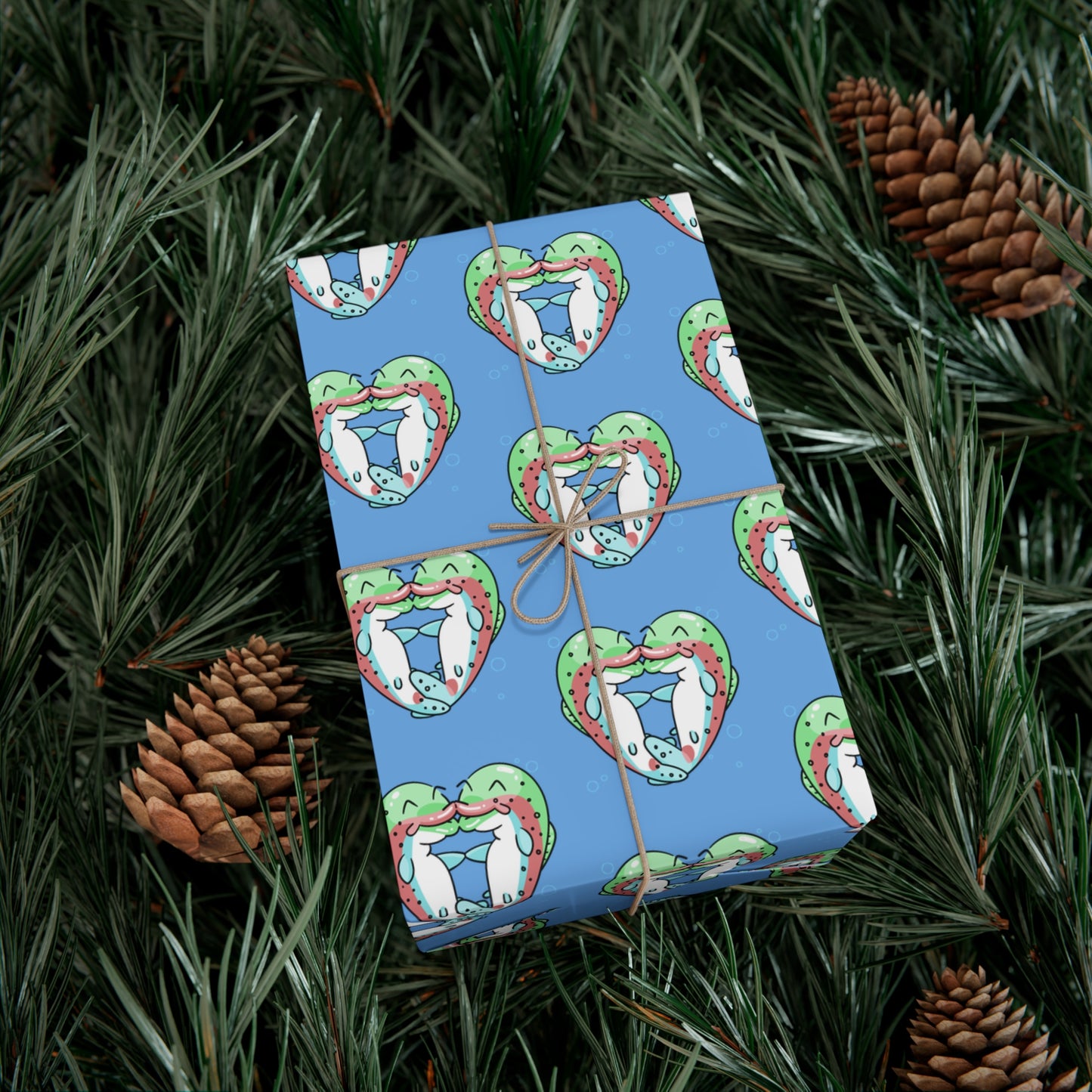 Trout Heart Gift Wrap Paper - Fun & Festive Wrapping for Birthdays, Holidays, Showers, and Every Occasion, Cute Patterns, Eco-Friendly