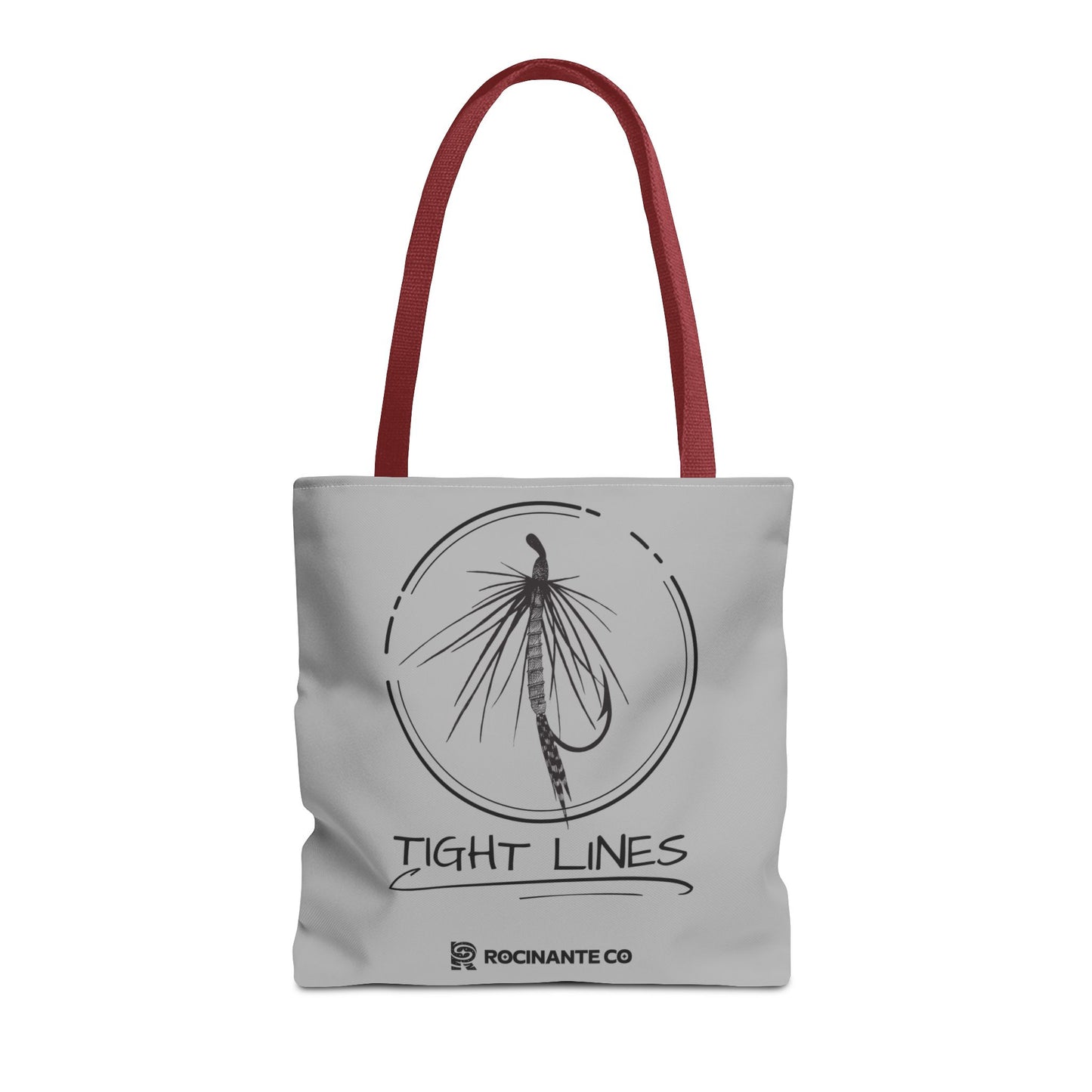 Tight Lines Tote Bag Grey - Durable Fishing Gift, Canvas Beach, Reusable Market Shopping Bag, Casual Everyday Carry Tote