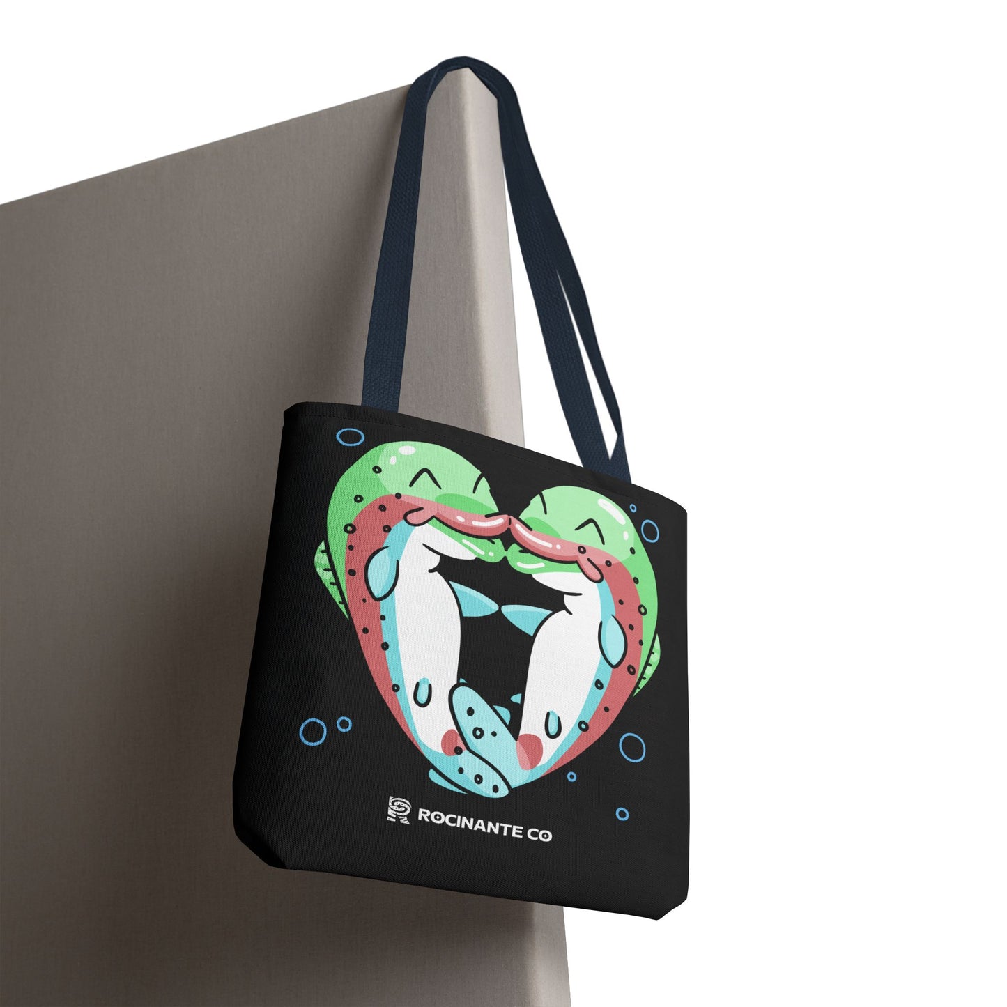 Trout Heart Tote Bag Black – Eco-Friendly Reusable Grocery Shopper, Stylish Canvas Bag for Fishing Lovers & Outdoor Adventures