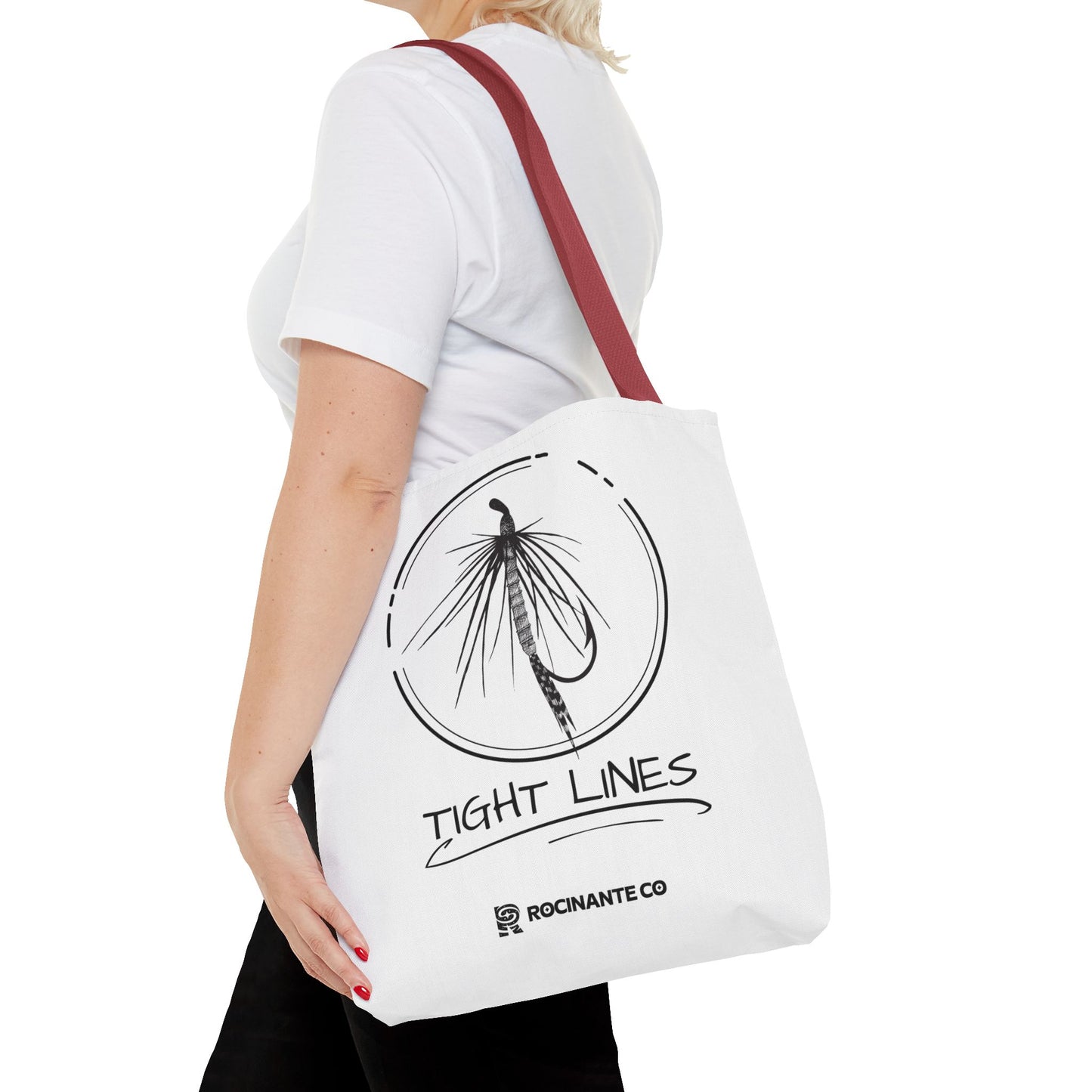 Tight Lines Tote Bag White | Durable Fishing Gift Bag with Stylish Print for Outdoor Enthusiasts & Everyday Use