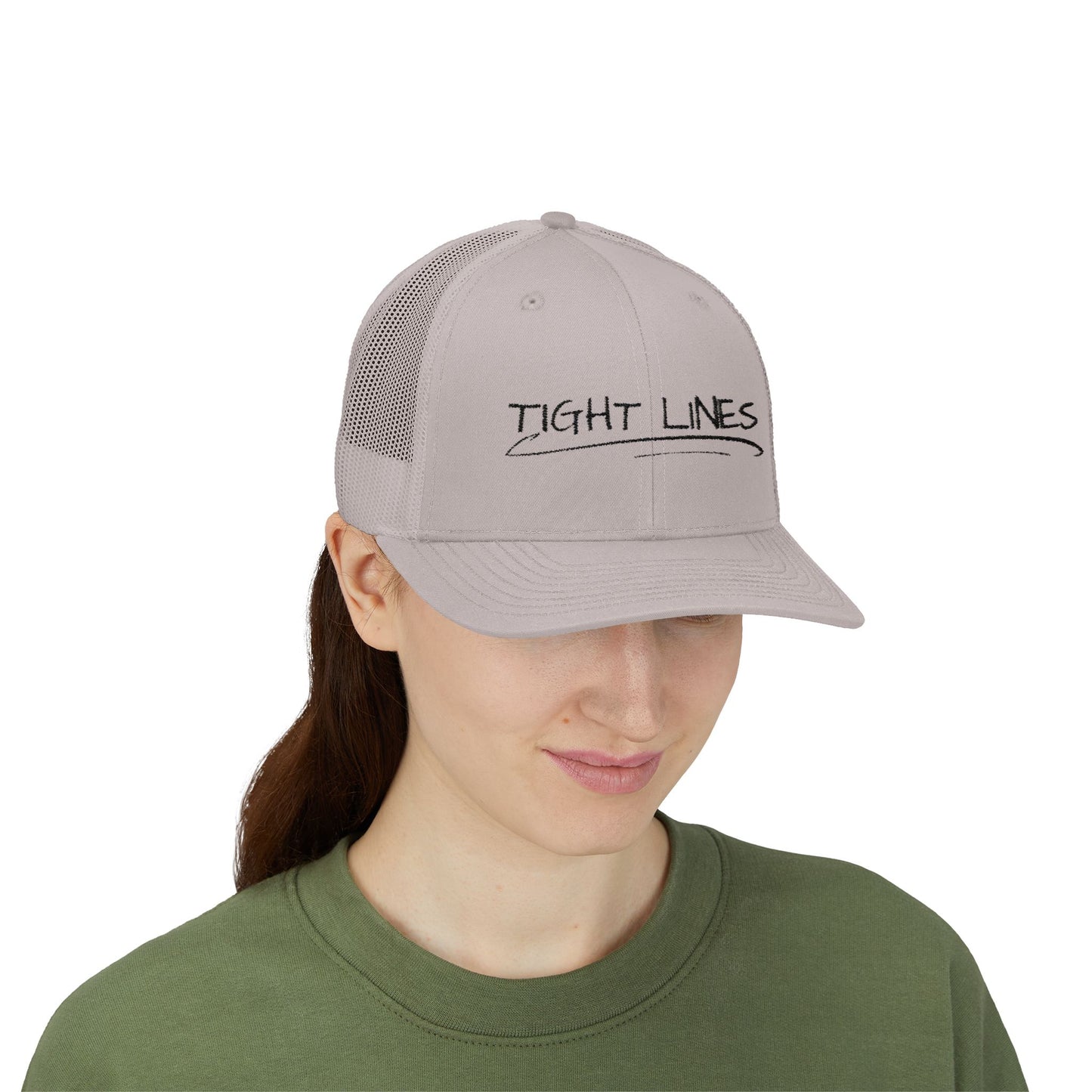 Tight Lines Embroidered Trucker Hat (Dark Logo)