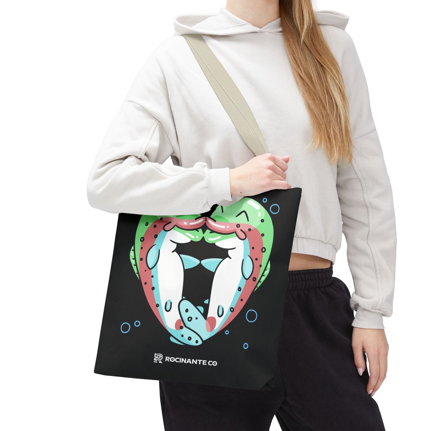 Trout Heart Tote Bag Black – Eco-Friendly Reusable Grocery Shopper, Stylish Canvas Bag for Fishing Lovers & Outdoor Adventures