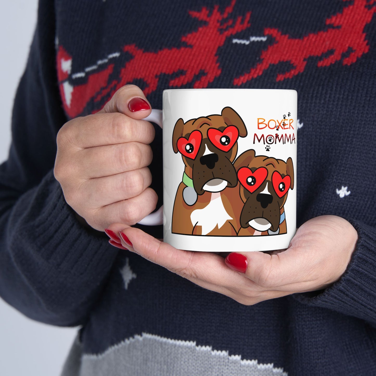 Boxer Momma Ceramic Mug - Cute Dog Mom Gift, Personalized Coffee Cup for Boxer Lovers, Durable Tea Cup, Dog Owner Present