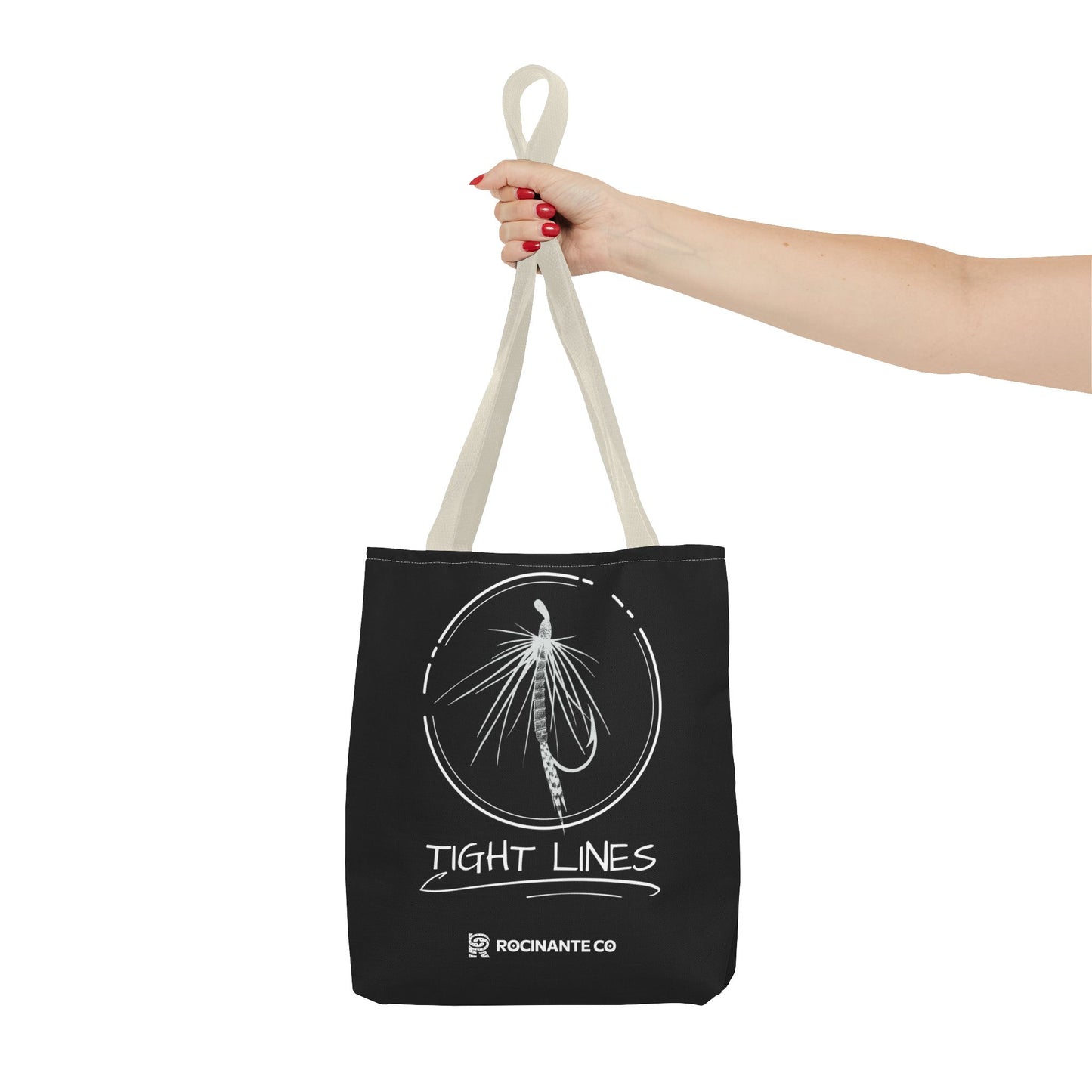 Tight Lines Tote Bag Black, Durable Fishing Tote with Spacious Design & Comfortable Handles for Outdoor Adventures