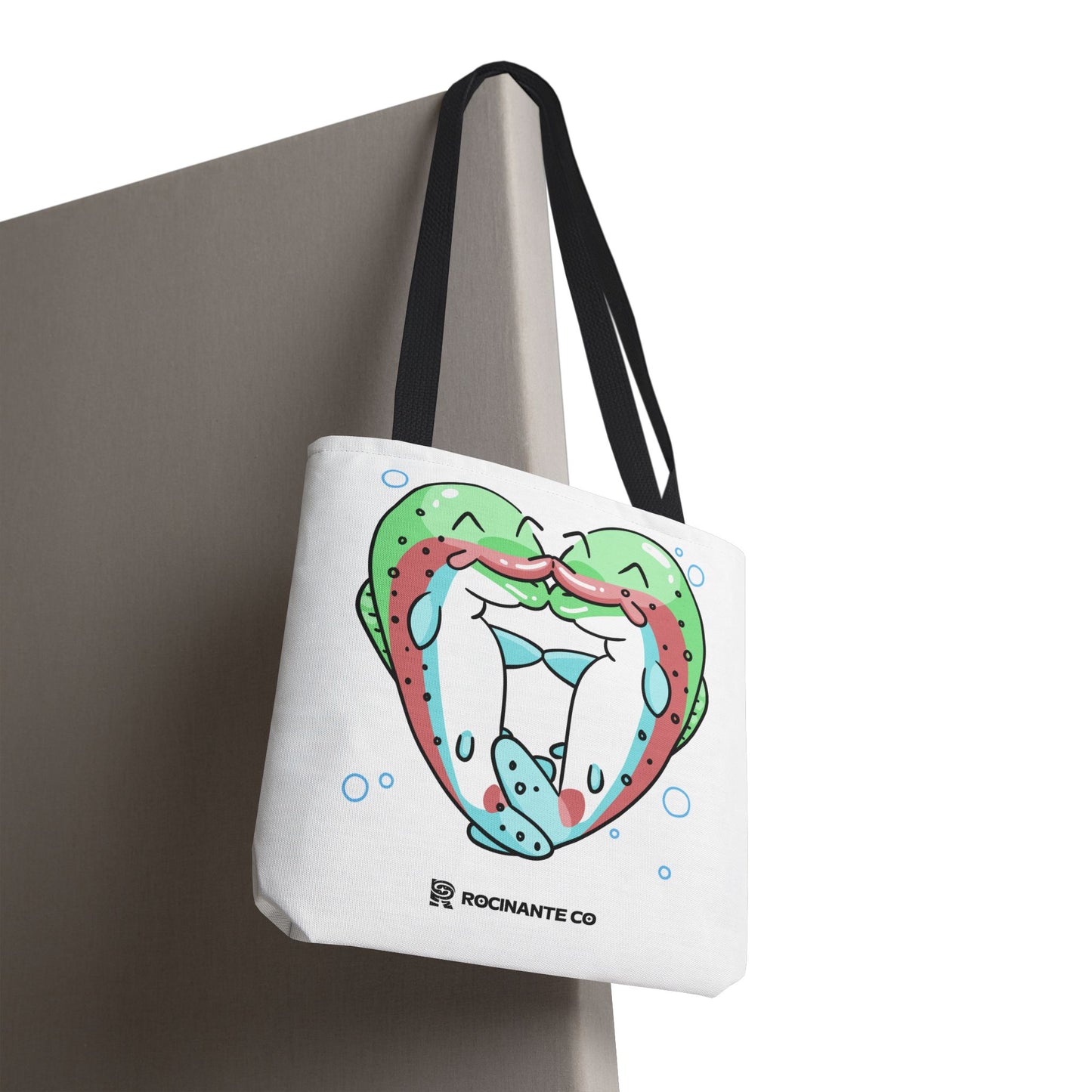 Trout Heart Tote Bag White, Cute Fish Illustration Canvas Shopper, Eco-Friendly Reusable Grocery Bag, Stylish Everyday Carry-All