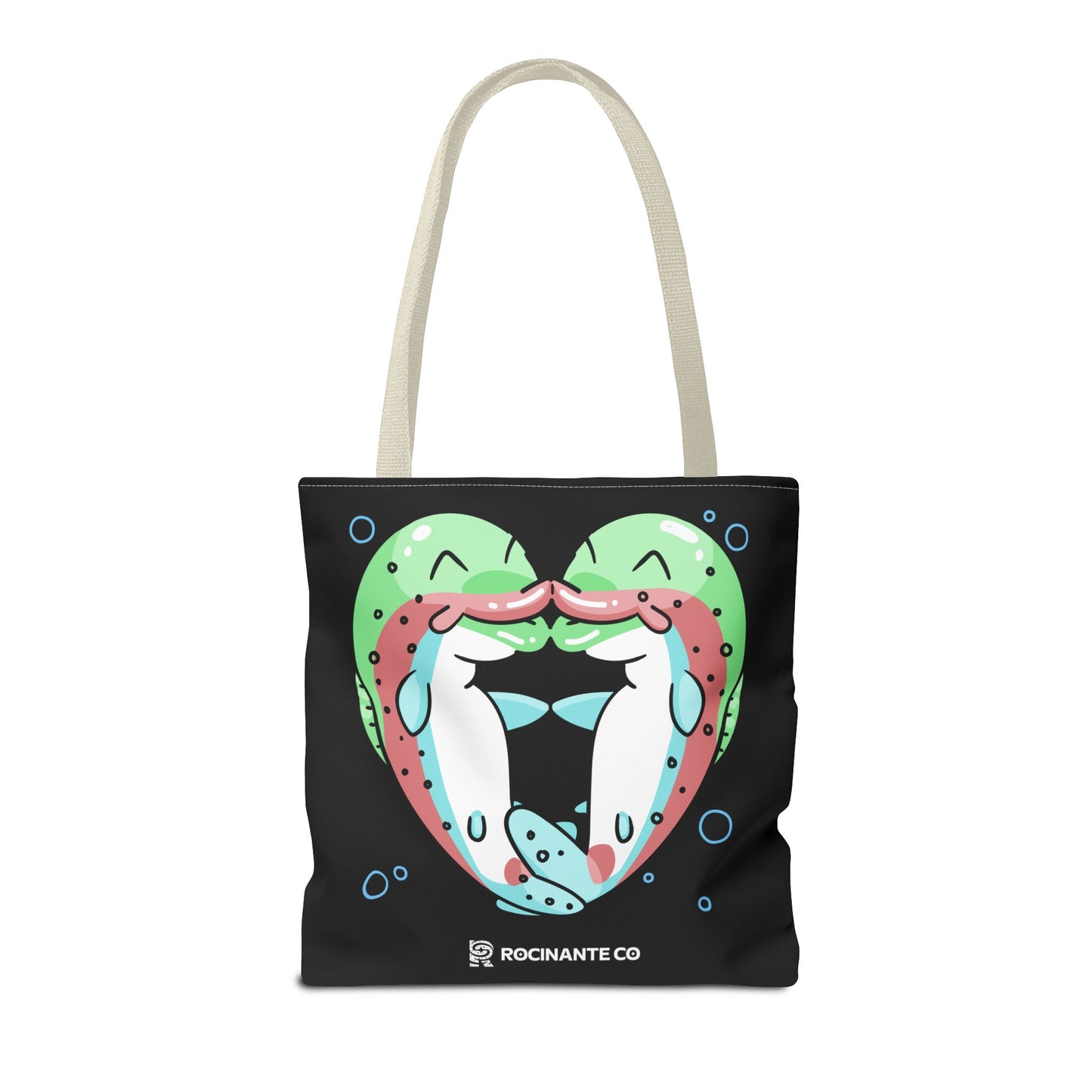 Trout Heart Tote Bag Black – Eco-Friendly Reusable Grocery Shopper, Stylish Canvas Bag for Fishing Lovers & Outdoor Adventures