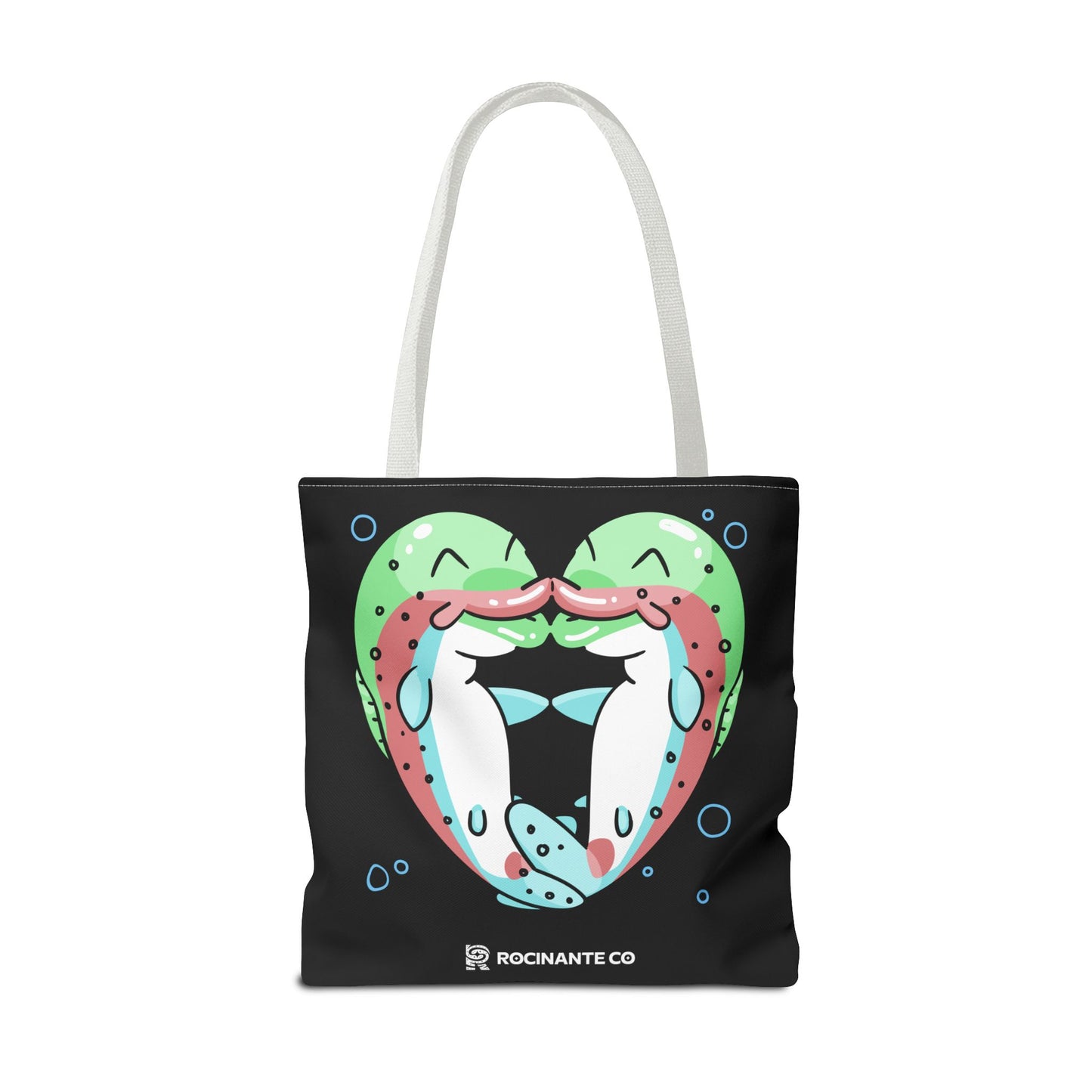 Trout Heart Tote Bag Black – Eco-Friendly Reusable Grocery Shopper, Stylish Canvas Bag for Fishing Lovers & Outdoor Adventures