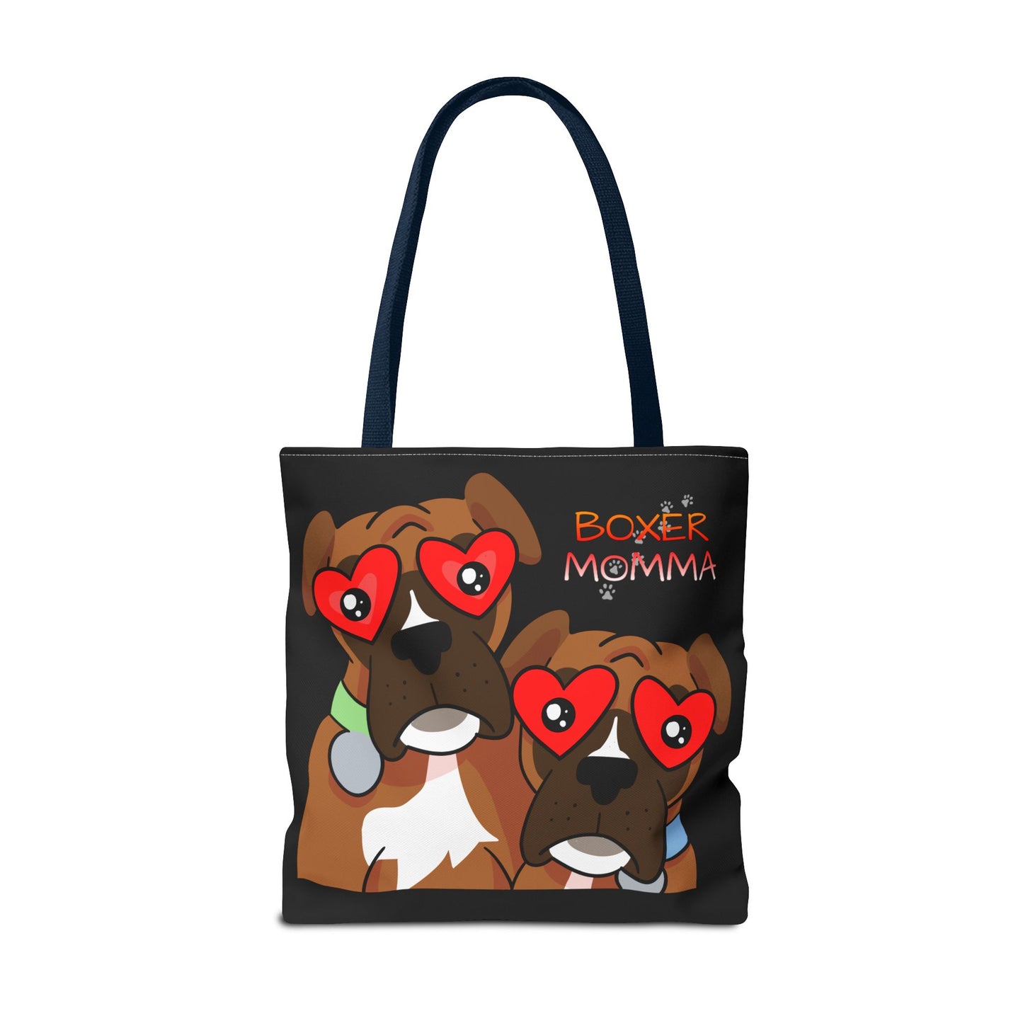 Boxer Momma Tote Bag Black - Durable Canvas Shoulder Bag for Dog Lovers, Spacious Everyday Carry, Pet Mom Gift