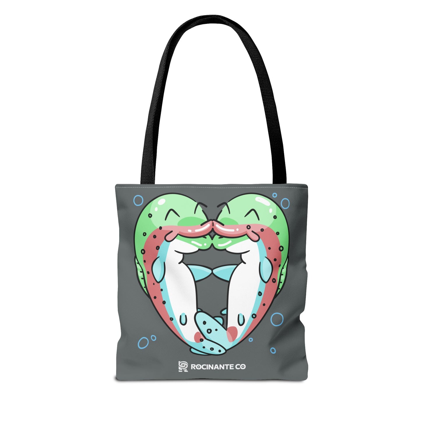 Trout Heart Tote Bag Grey - Eco-Friendly Reusable Shopper, Durable Canvas Carryall for Everyday Use & Gift Idea