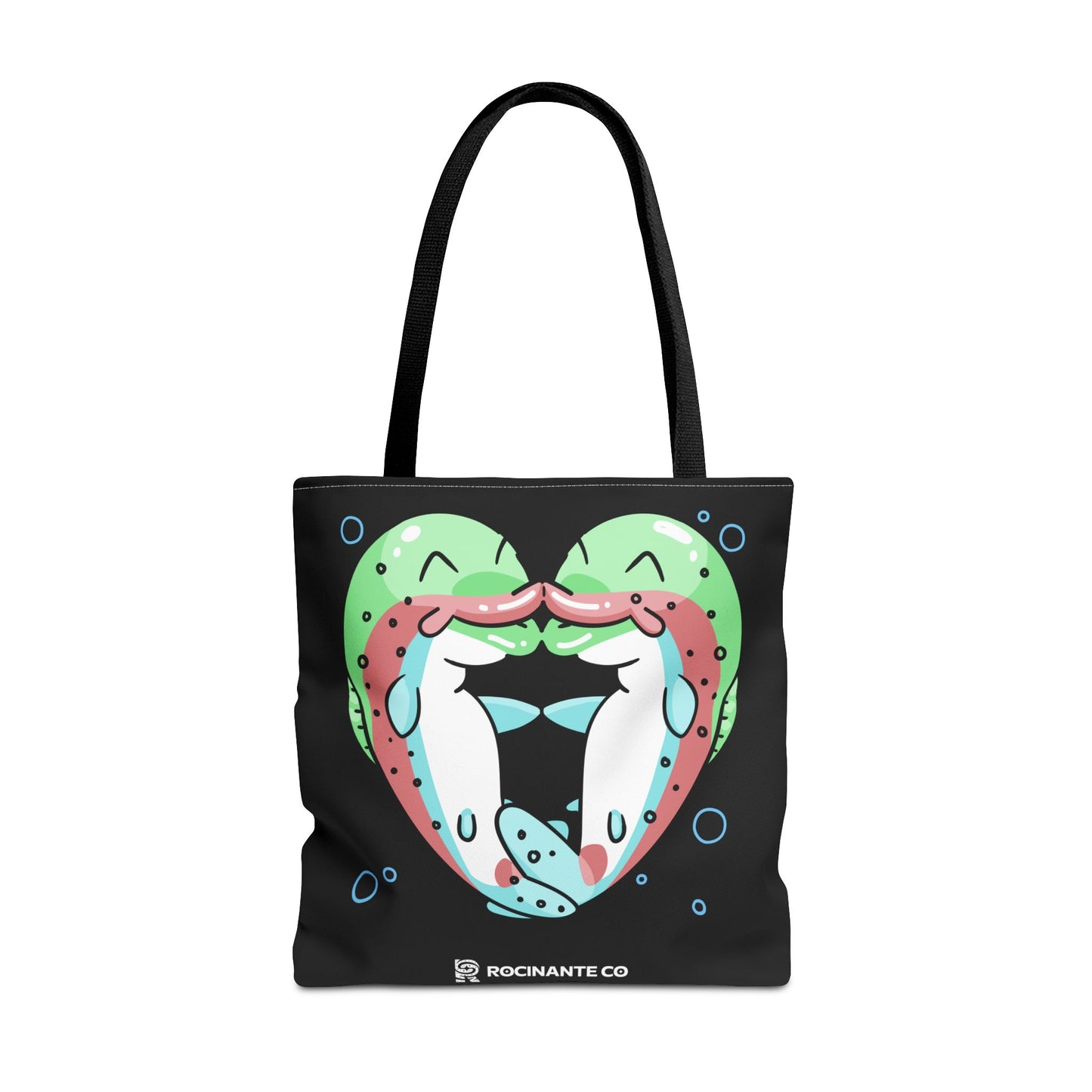 Trout Heart Tote Bag Black – Eco-Friendly Reusable Grocery Shopper, Stylish Canvas Bag for Fishing Lovers & Outdoor Adventures