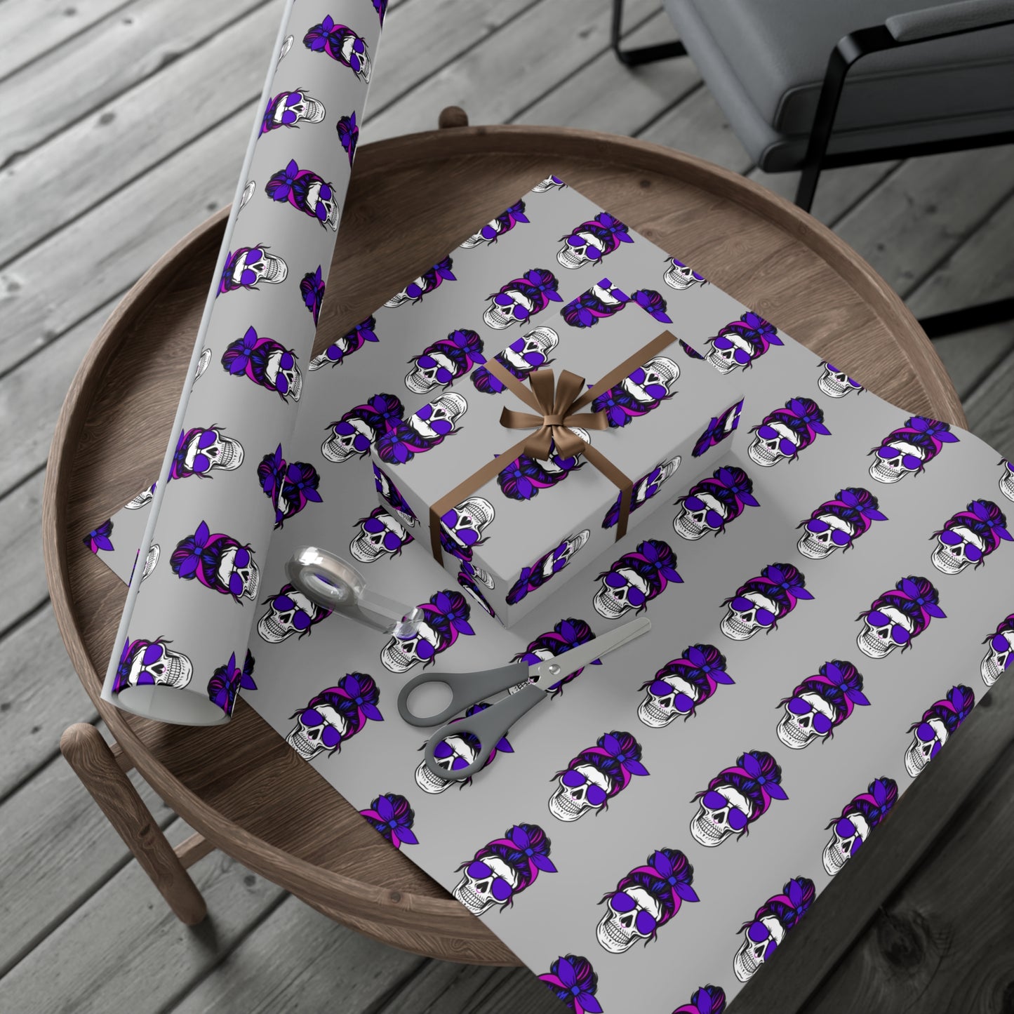 Feral Skull Gift Wrap Paper, Halloween Wrapping Paper, Unique Party Supplies, Dark Themed Gifts, Gothic Birthday Wrap