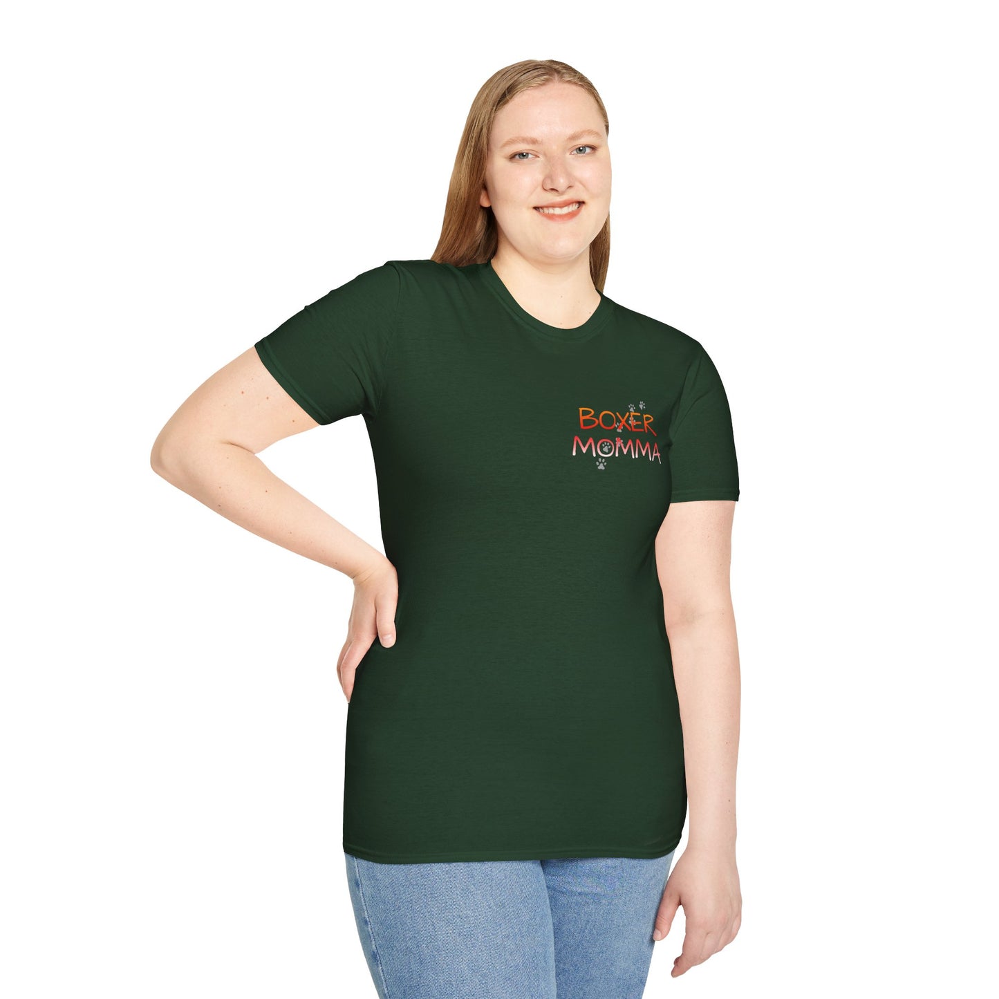 Unisex Boxer Momma T-Shirt - Softstyle Cotton Tee, Dog Lover Gift, Casual Fit, Pet Mom Shirt, Comfortable & Durable