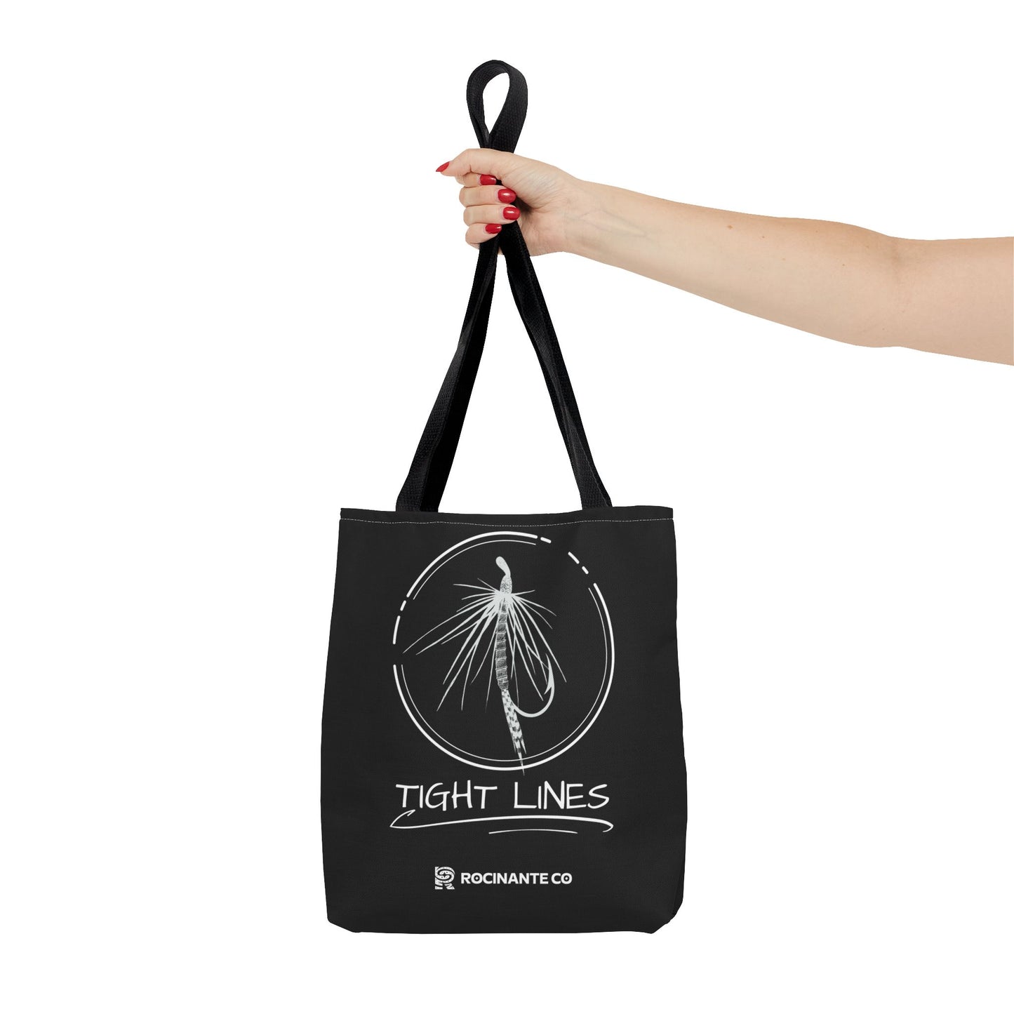 Tight Lines Tote Bag Black, Durable Fishing Tote with Spacious Design & Comfortable Handles for Outdoor Adventures