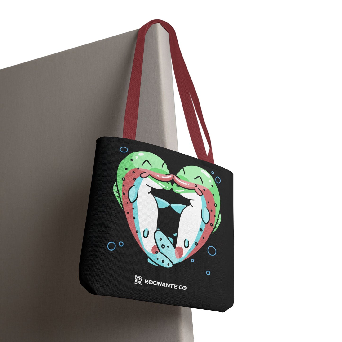 Trout Heart Tote Bag Black – Eco-Friendly Reusable Grocery Shopper, Stylish Canvas Bag for Fishing Lovers & Outdoor Adventures