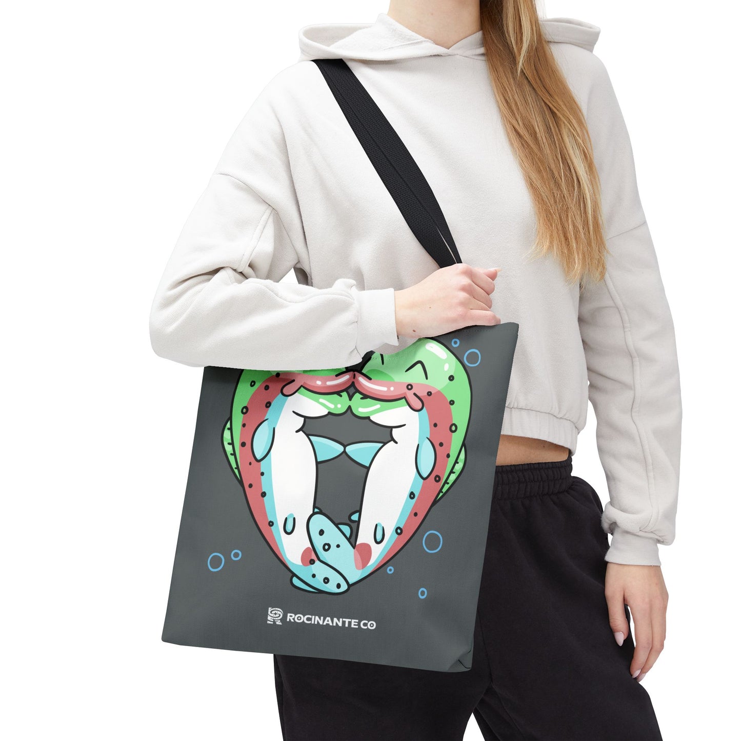 Trout Heart Tote Bag Grey - Eco-Friendly Reusable Shopper, Durable Canvas Carryall for Everyday Use & Gift Idea