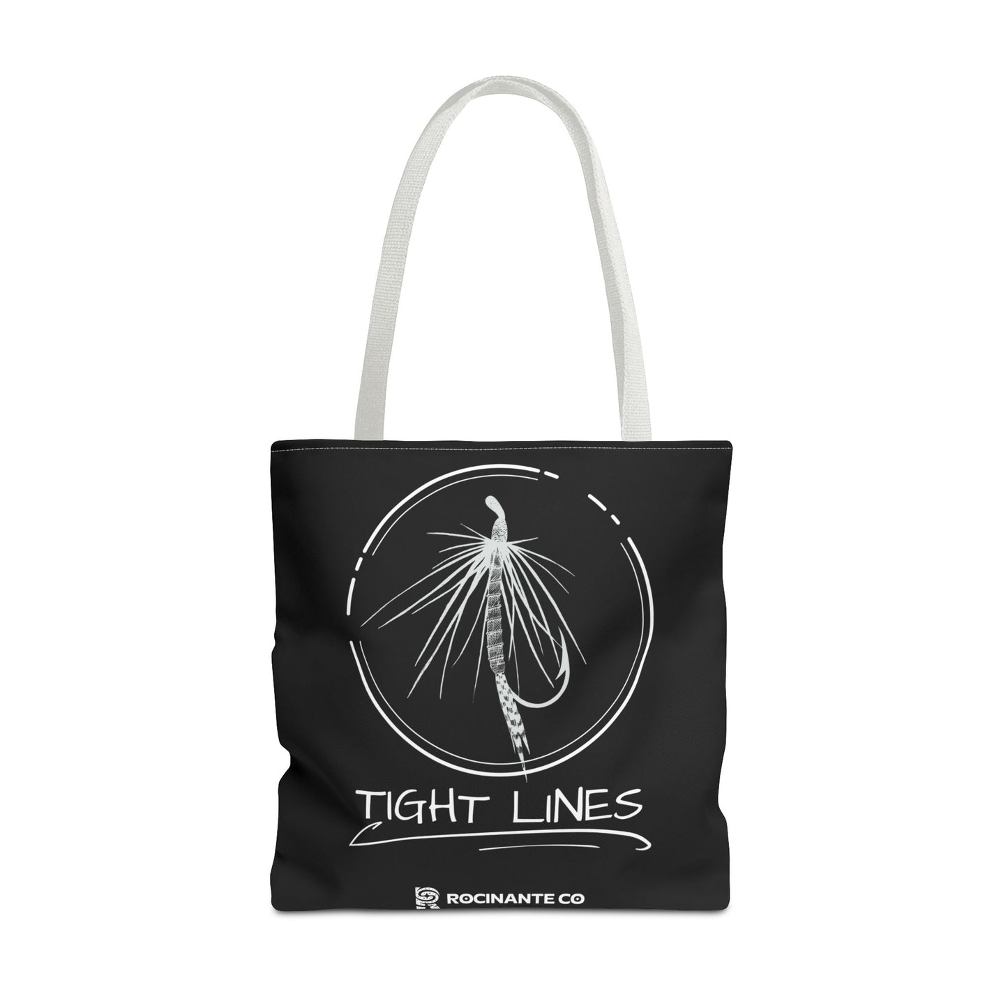 Tight Lines Tote Bag Black, Durable Fishing Tote with Spacious Design & Comfortable Handles for Outdoor Adventures