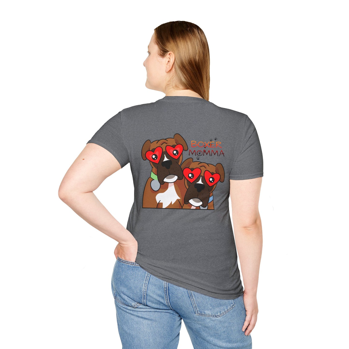 Unisex Boxer Momma T-Shirt - Softstyle Cotton Tee, Dog Lover Gift, Casual Fit, Pet Mom Shirt, Comfortable & Durable