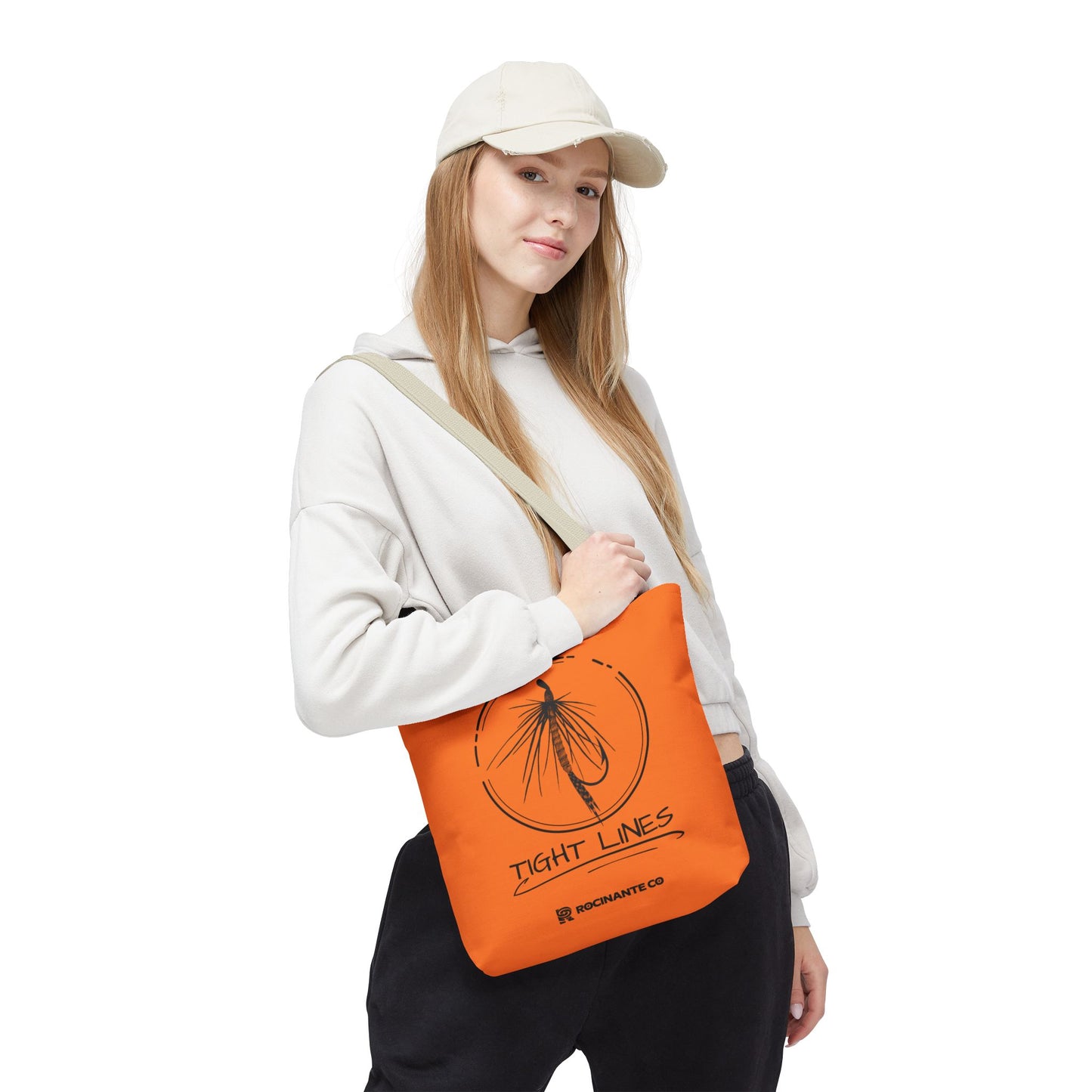Tight Lines Tote Bag Orange, Durable Canvas Fishing, Beach, Market, Lightweight Reusable Grocery Bag, Outdoor Adventure Gift