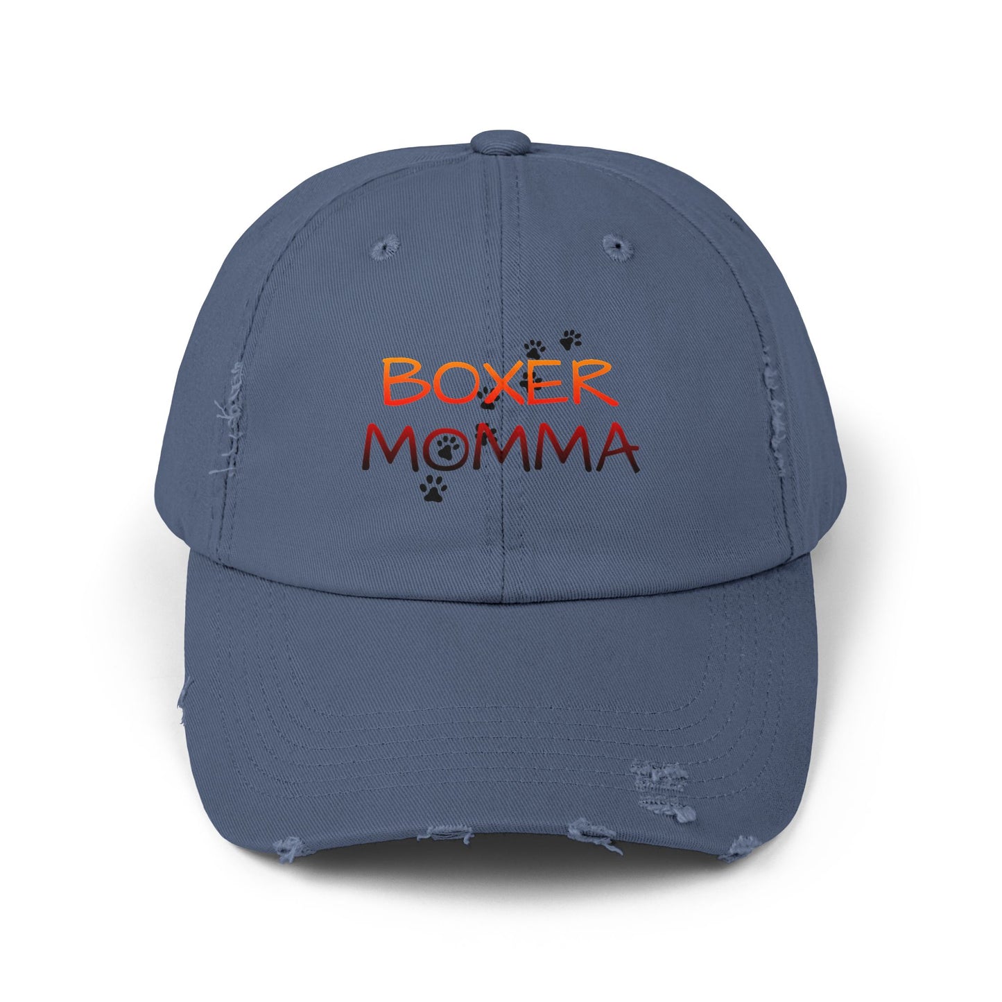 Boxer Momma Distressed Hat - Vintage Style Baseball Cap for Dog Lovers, Adjustable Cotton Dad Hat, Gift for Boxer Mom