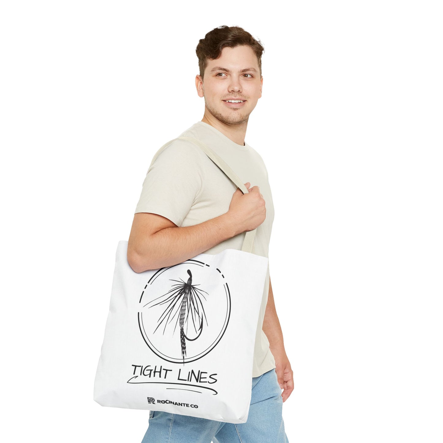 Tight Lines Tote Bag White | Durable Fishing Gift Bag with Stylish Print for Outdoor Enthusiasts & Everyday Use