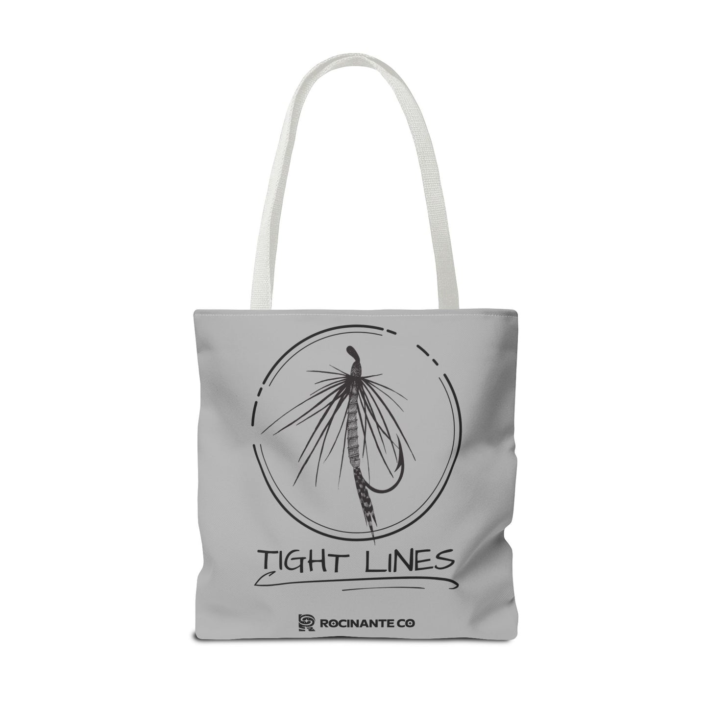 Tight Lines Tote Bag Grey - Durable Fishing Gift, Canvas Beach, Reusable Market Shopping Bag, Casual Everyday Carry Tote