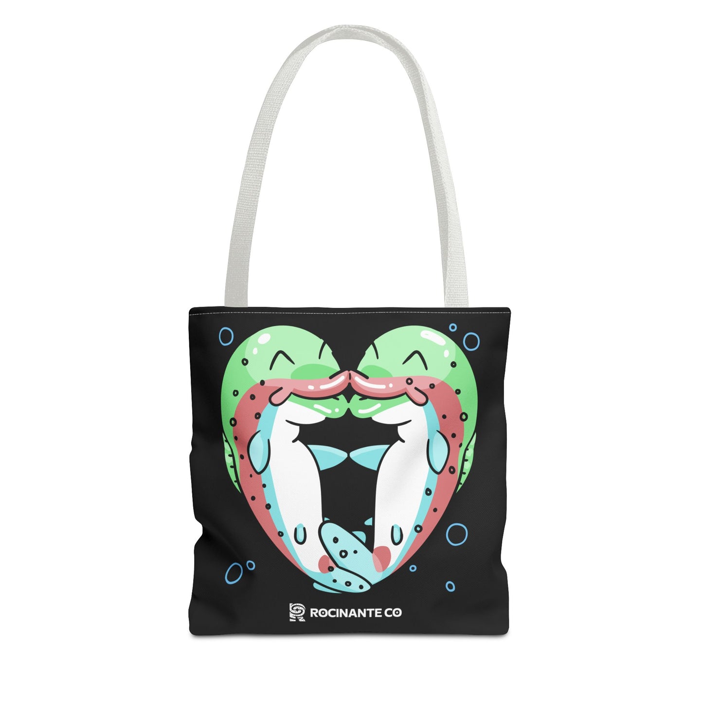 Trout Heart Tote Bag Black – Eco-Friendly Reusable Grocery Shopper, Stylish Canvas Bag for Fishing Lovers & Outdoor Adventures
