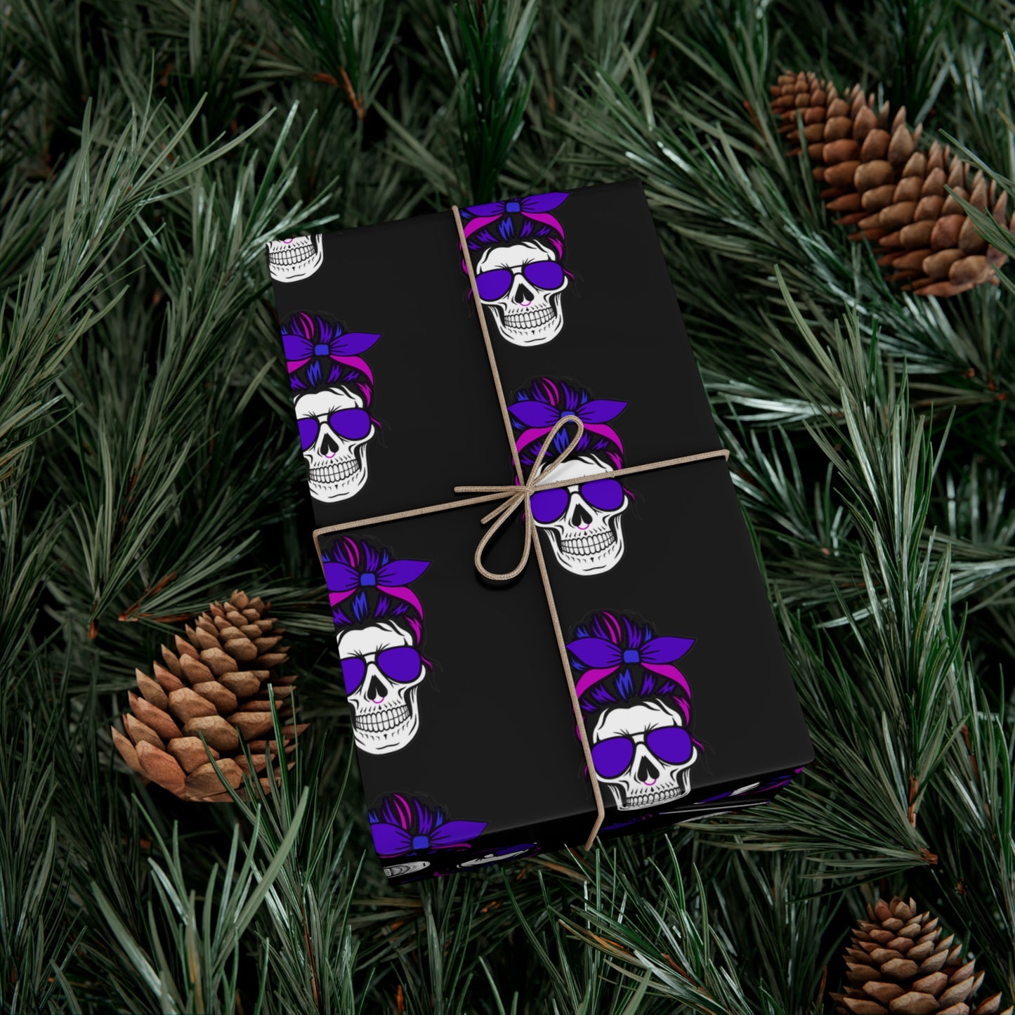 Feral Skull Gift Wrap Paper, Halloween Wrapping Paper, Unique Party Supplies, Dark Themed Gifts, Gothic Birthday Wrap