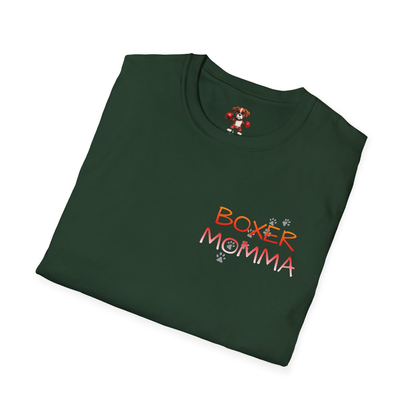 Unisex Boxer Momma T-Shirt - Softstyle Cotton Tee, Dog Lover Gift, Casual Fit, Pet Mom Shirt, Comfortable & Durable