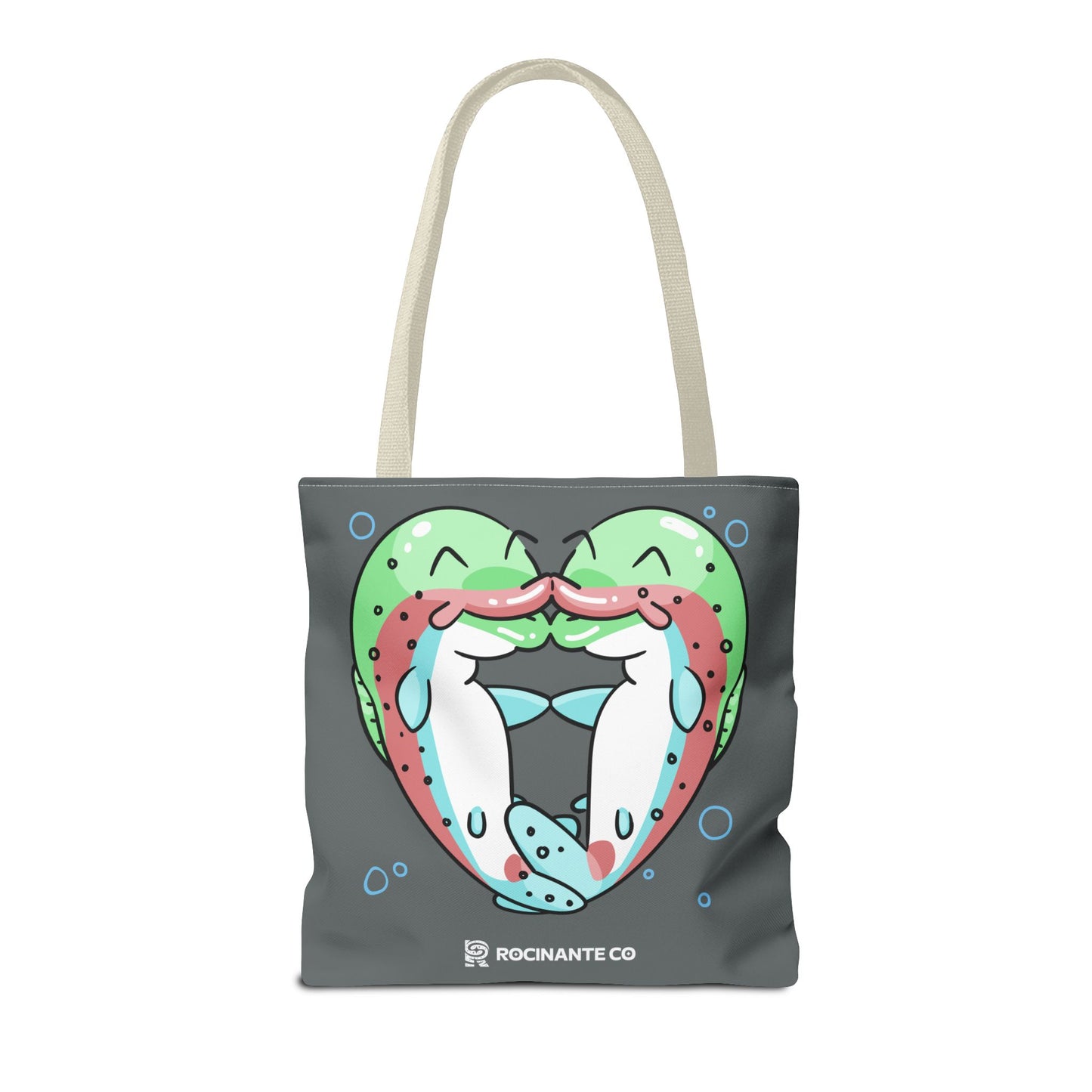 Trout Heart Tote Bag Grey - Eco-Friendly Reusable Shopper, Durable Canvas Carryall for Everyday Use & Gift Idea