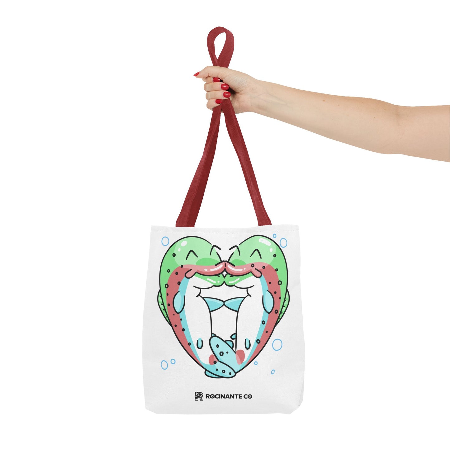 Trout Heart Tote Bag White, Cute Fish Illustration Canvas Shopper, Eco-Friendly Reusable Grocery Bag, Stylish Everyday Carry-All