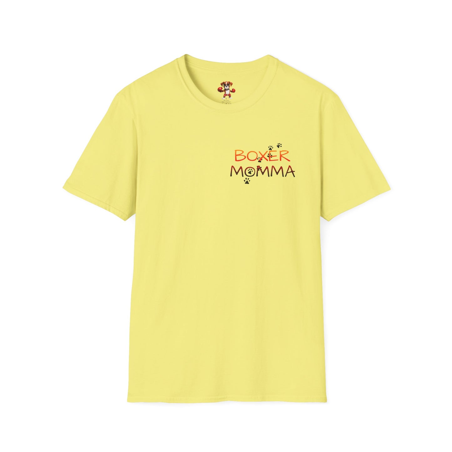 Unisex Boxer Momma T-Shirt - Softstyle Cotton Tee, Dog Lover Gift, Casual Fit, Pet Mom Shirt, Comfortable & Durable