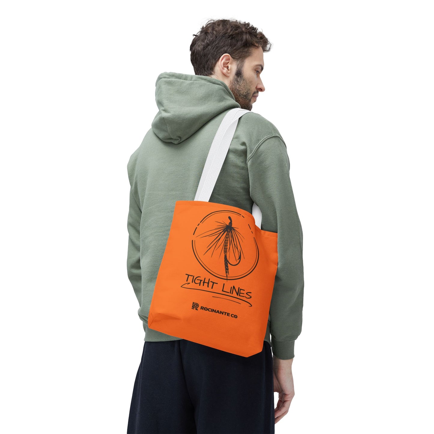 Tight Lines Tote Bag Orange, Durable Canvas Fishing, Beach, Market, Lightweight Reusable Grocery Bag, Outdoor Adventure Gift