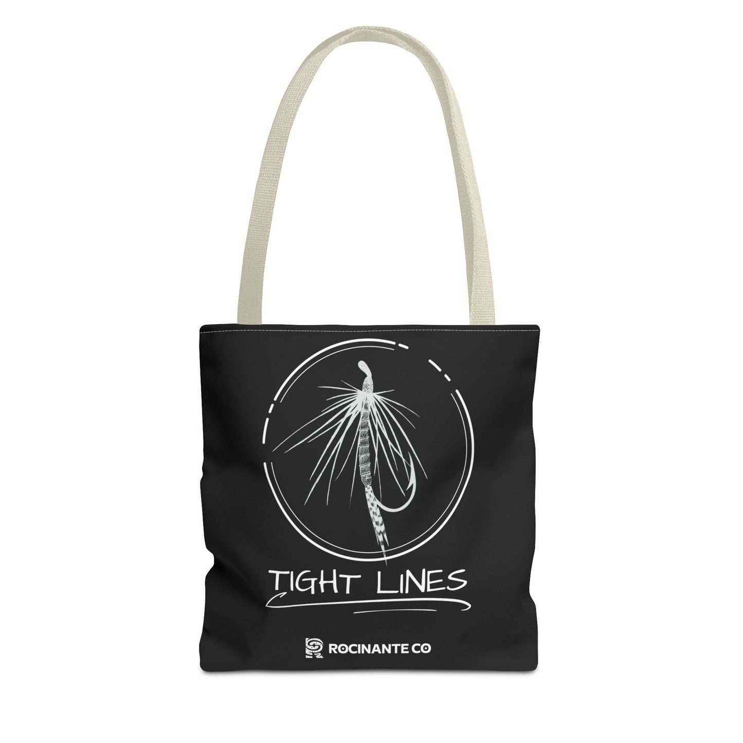 Tight Lines Tote Bag Black, Durable Fishing Tote with Spacious Design & Comfortable Handles for Outdoor Adventures