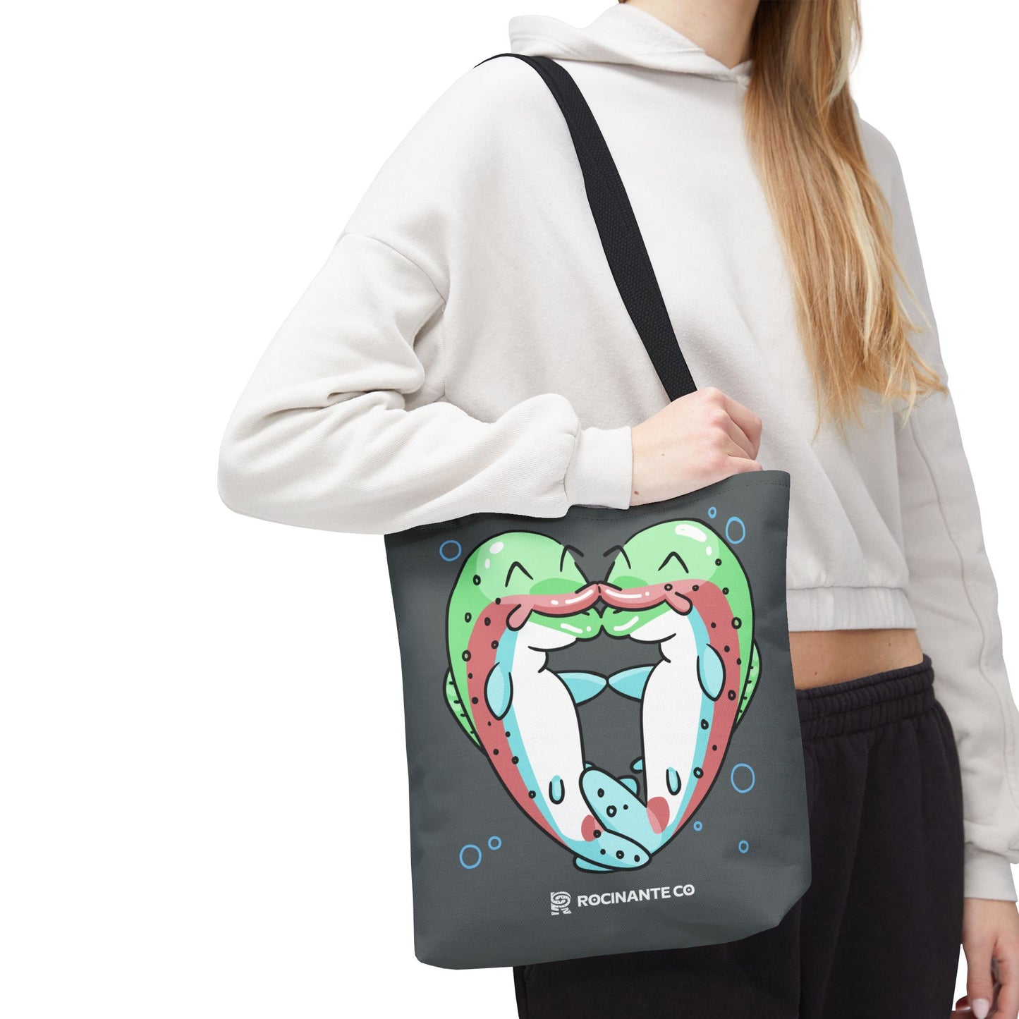 Trout Heart Tote Bag Grey - Eco-Friendly Reusable Shopper, Durable Canvas Carryall for Everyday Use & Gift Idea