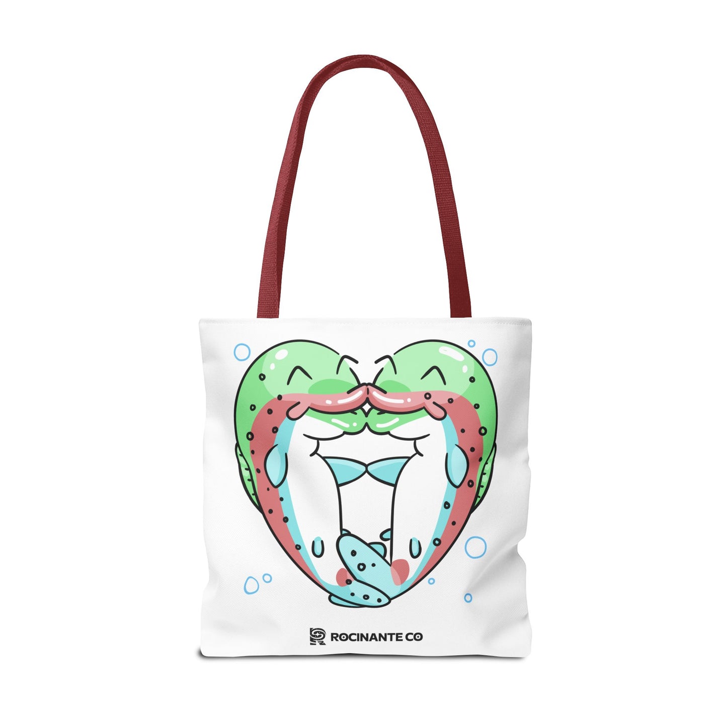 Trout Heart Tote Bag White, Cute Fish Illustration Canvas Shopper, Eco-Friendly Reusable Grocery Bag, Stylish Everyday Carry-All